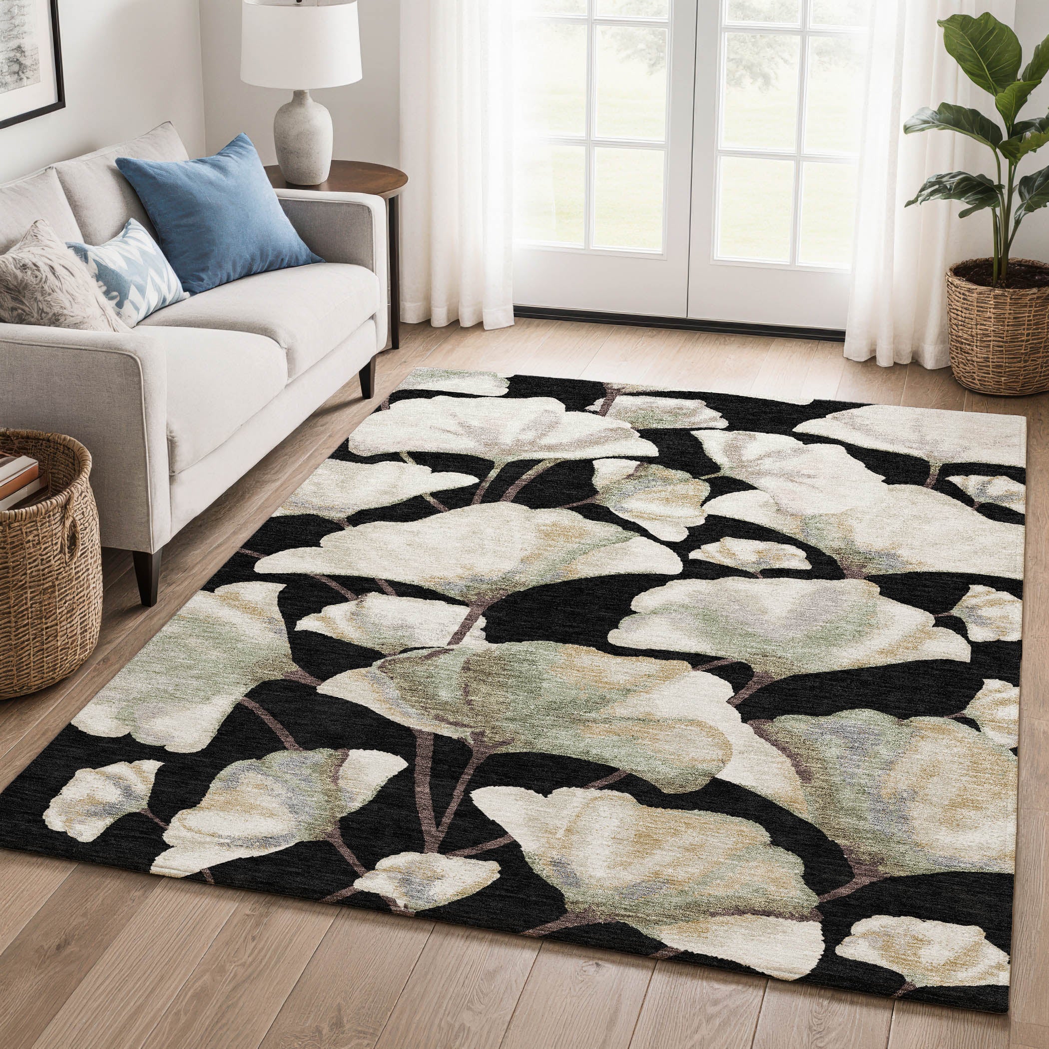 Mostar Machine Washable Transitional Black Rug 3' x 5' #shape_Rectangle