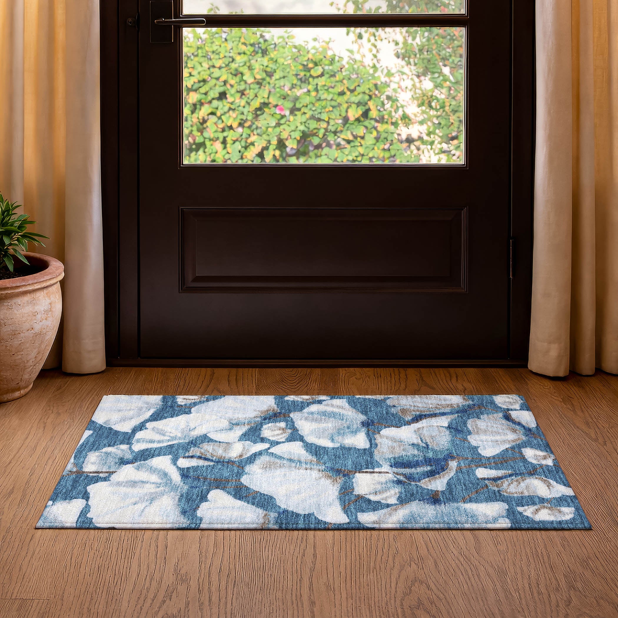 Mostar Machine Washable Transitional Blue Rug 1'8" x 2'6" #shape_Rectangle
