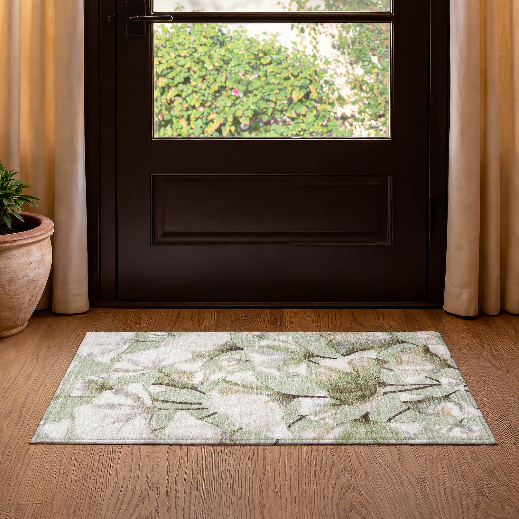 Mostar Machine Washable Transitional Celery Green Rug 1'8" x 2'6" #shape_Rectangle