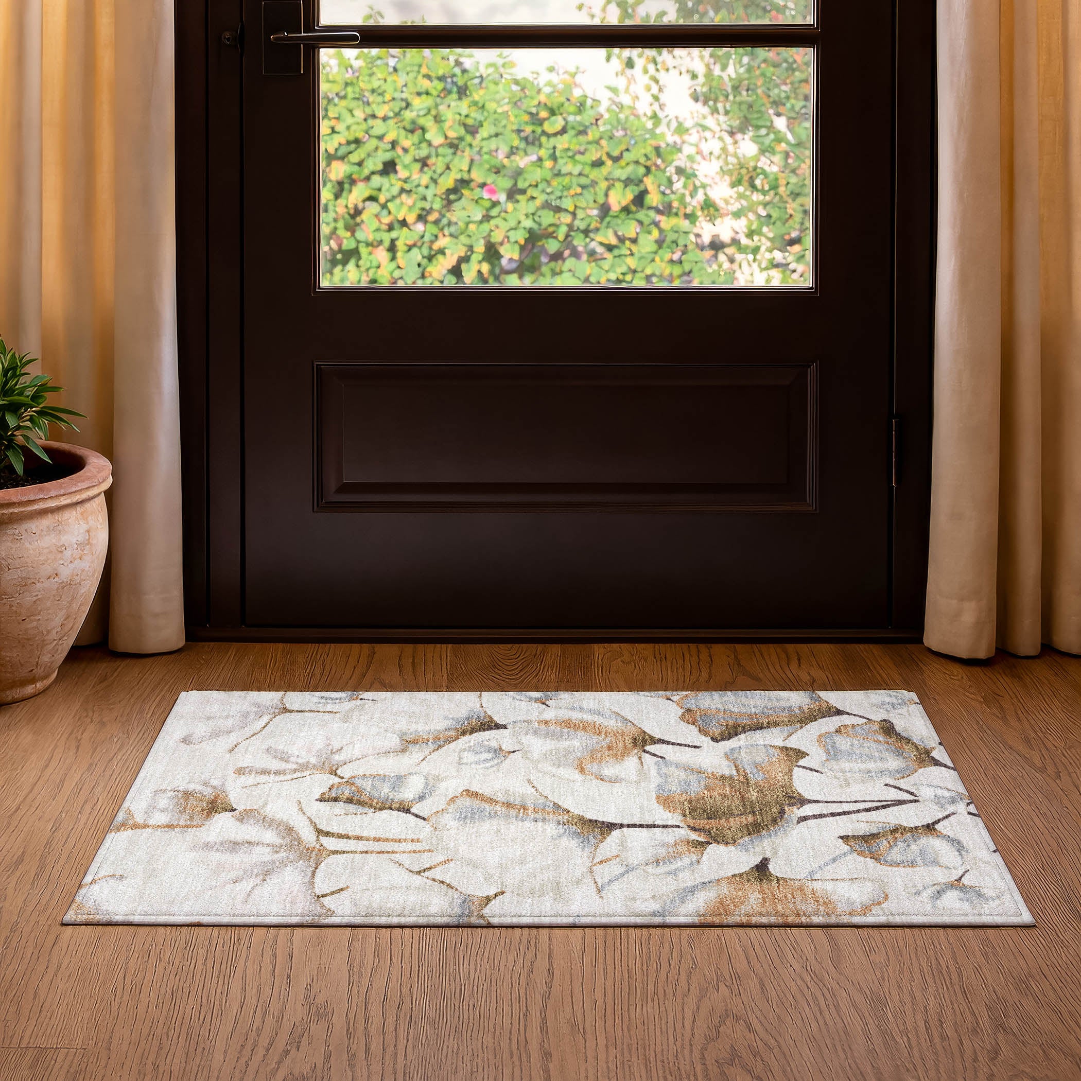 Mostar Machine Washable Transitional Copper Orange Rug 1'8" x 2'6" #shape_Rectangle