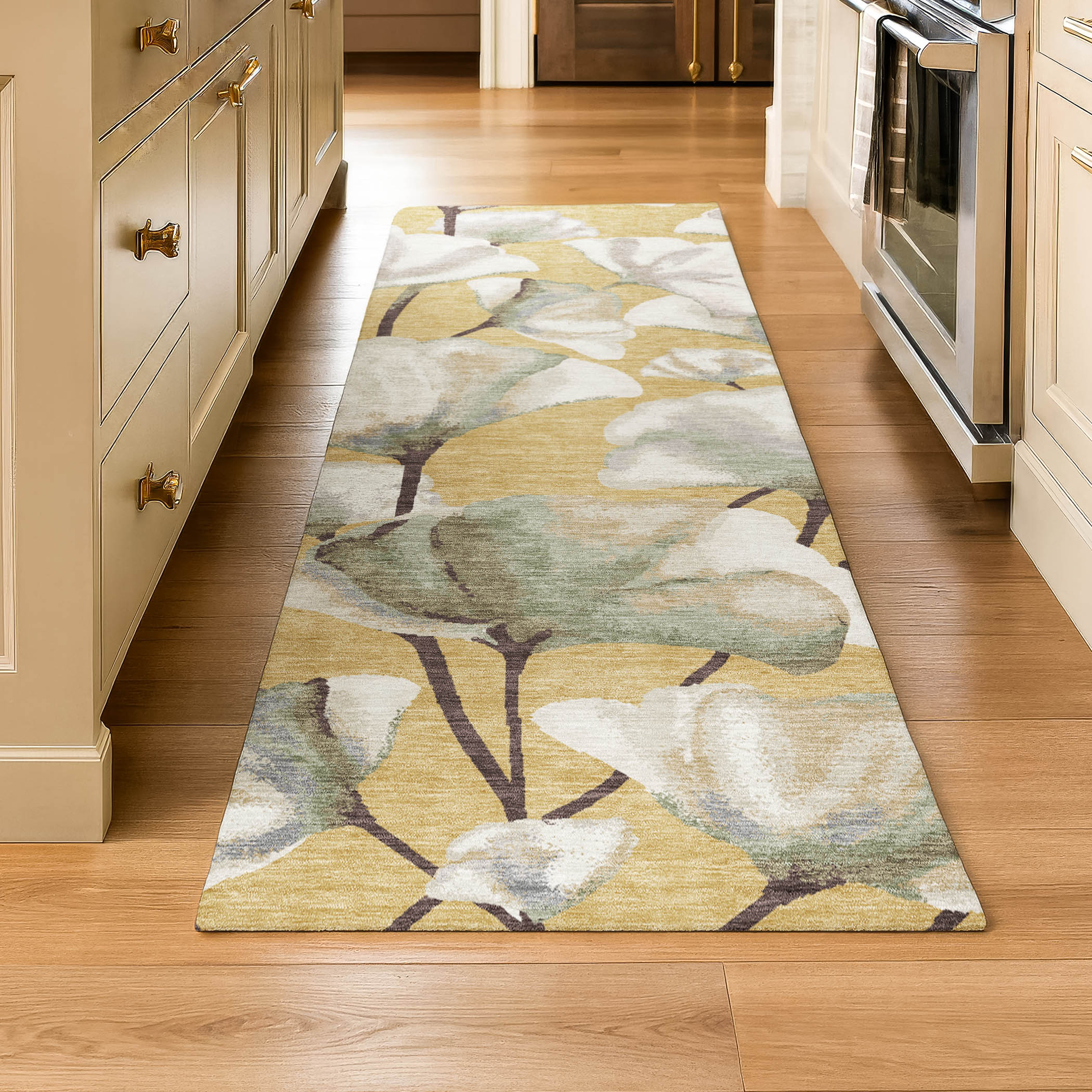 Mostar Machine Washable Transitional Gold Rug 2'3" x 7'6" #shape_Runner