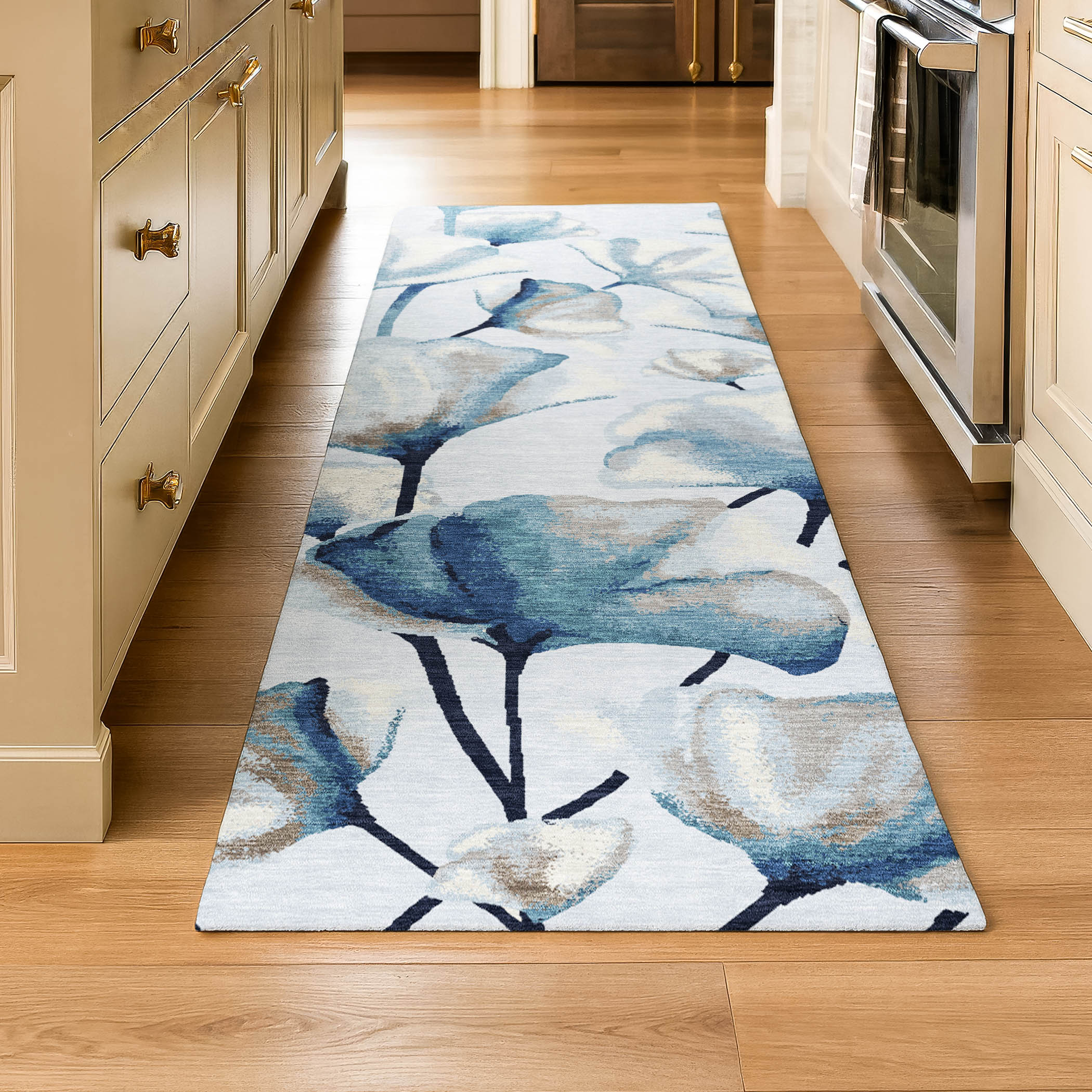 Mostar Machine Washable Transitional Sky Blue Rug 2'3" x 7'6" #shape_Runner