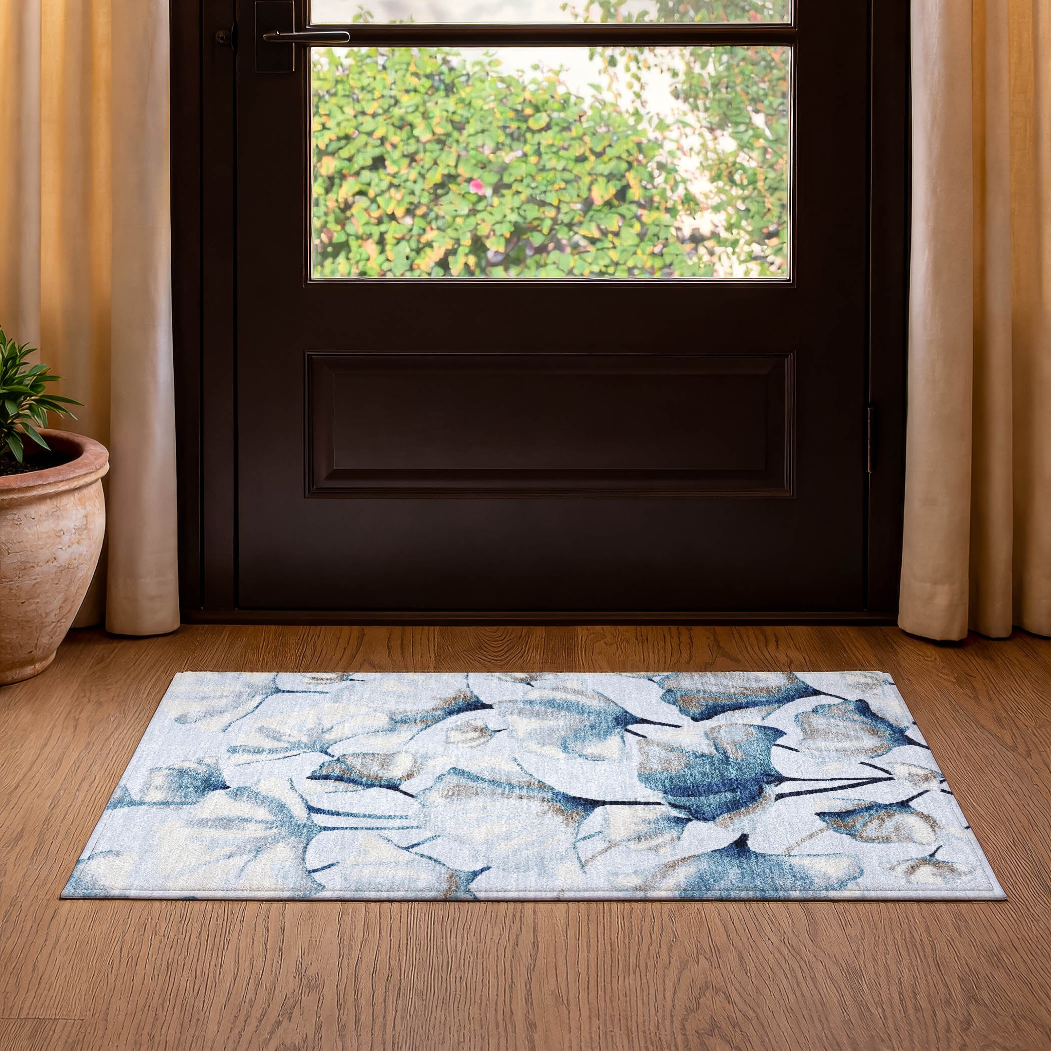 Mostar Machine Washable Transitional Sky Blue Rug 1'8" x 2'6" #shape_Rectangle