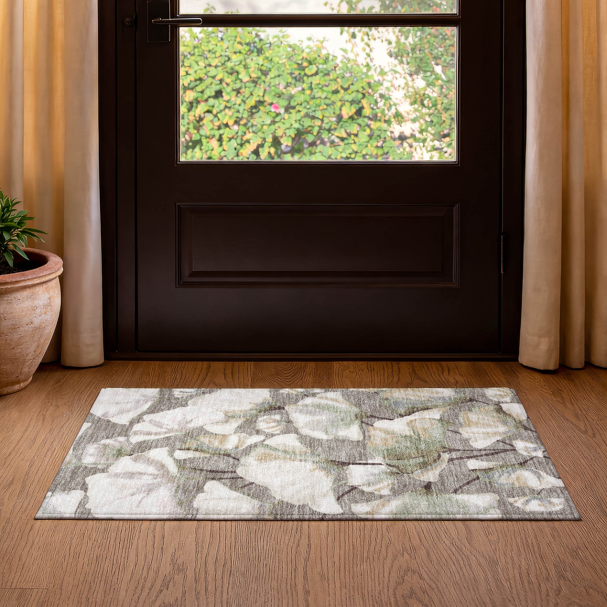Mostar Machine Washable Transitional Taupe Brown Rug 1'8" x 2'6" #shape_Rectangle