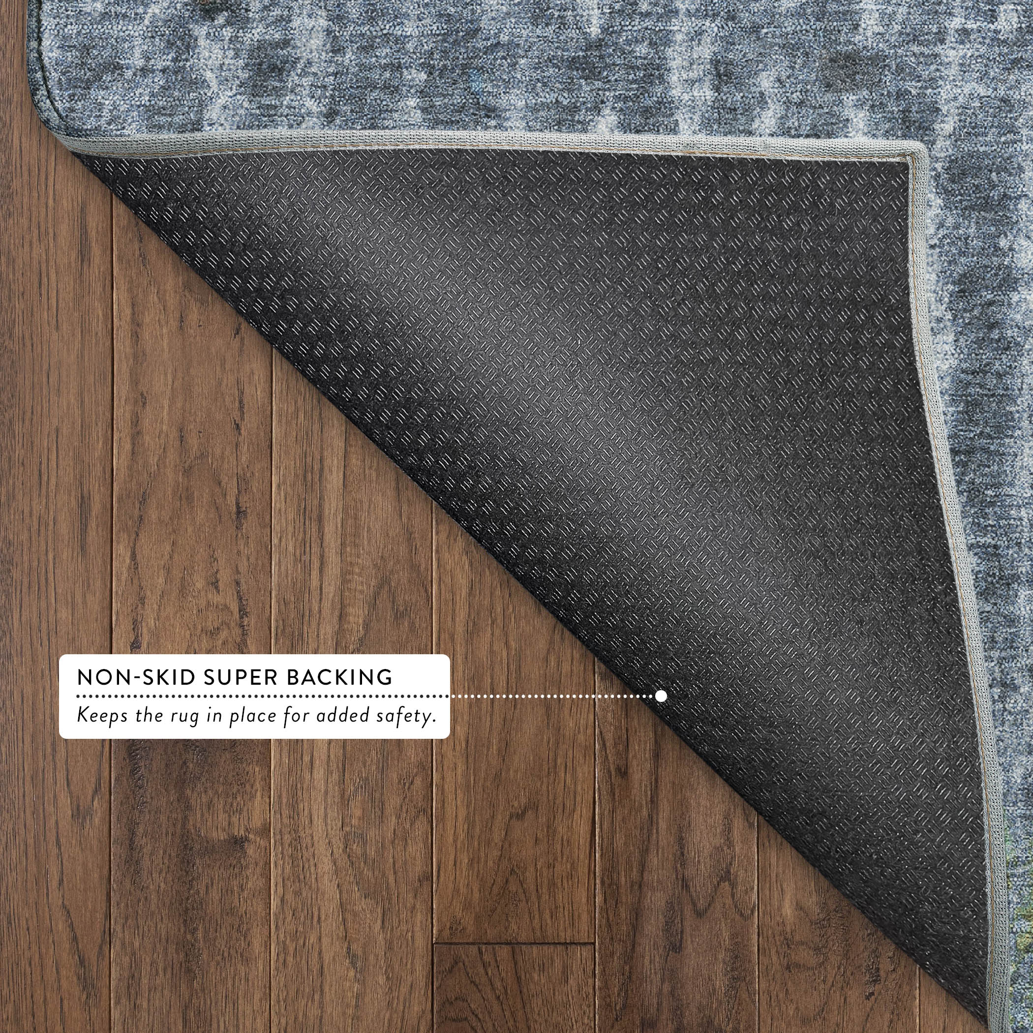 Antigua Machine Washable Transitional Blue Rug 1'8" x 2'6" #shape_Rectangle