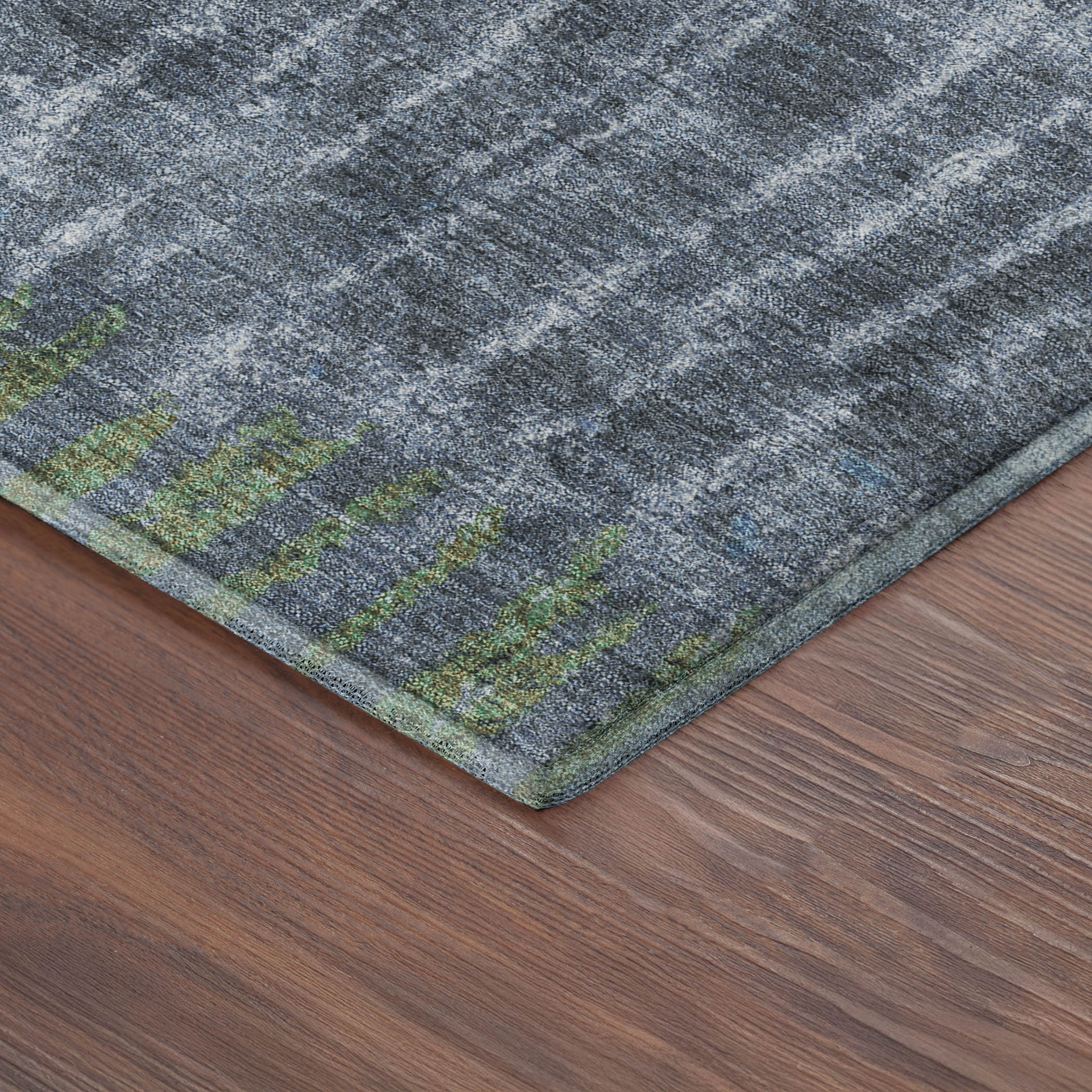 Antigua Machine Washable Transitional Blue Rug 1'8" x 2'6" #shape_Rectangle