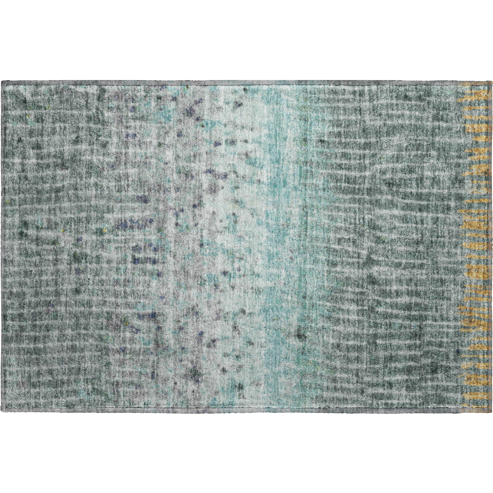 Antigua Machine Washable Transitional Teal Rug 1'8" x 2'6" #shape_Rectangle