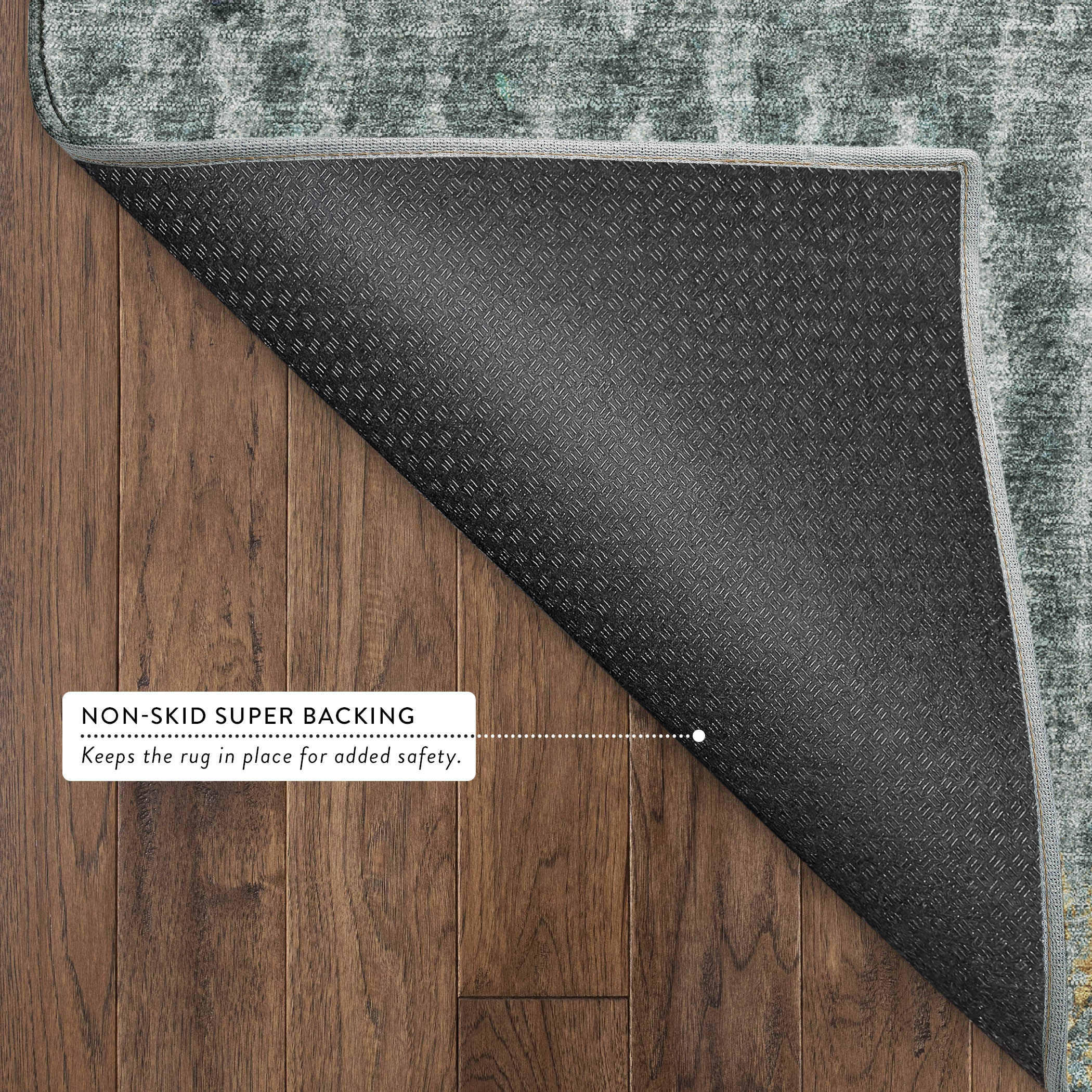 Antigua Machine Washable Transitional Teal Rug 1'8" x 2'6" #shape_Rectangle