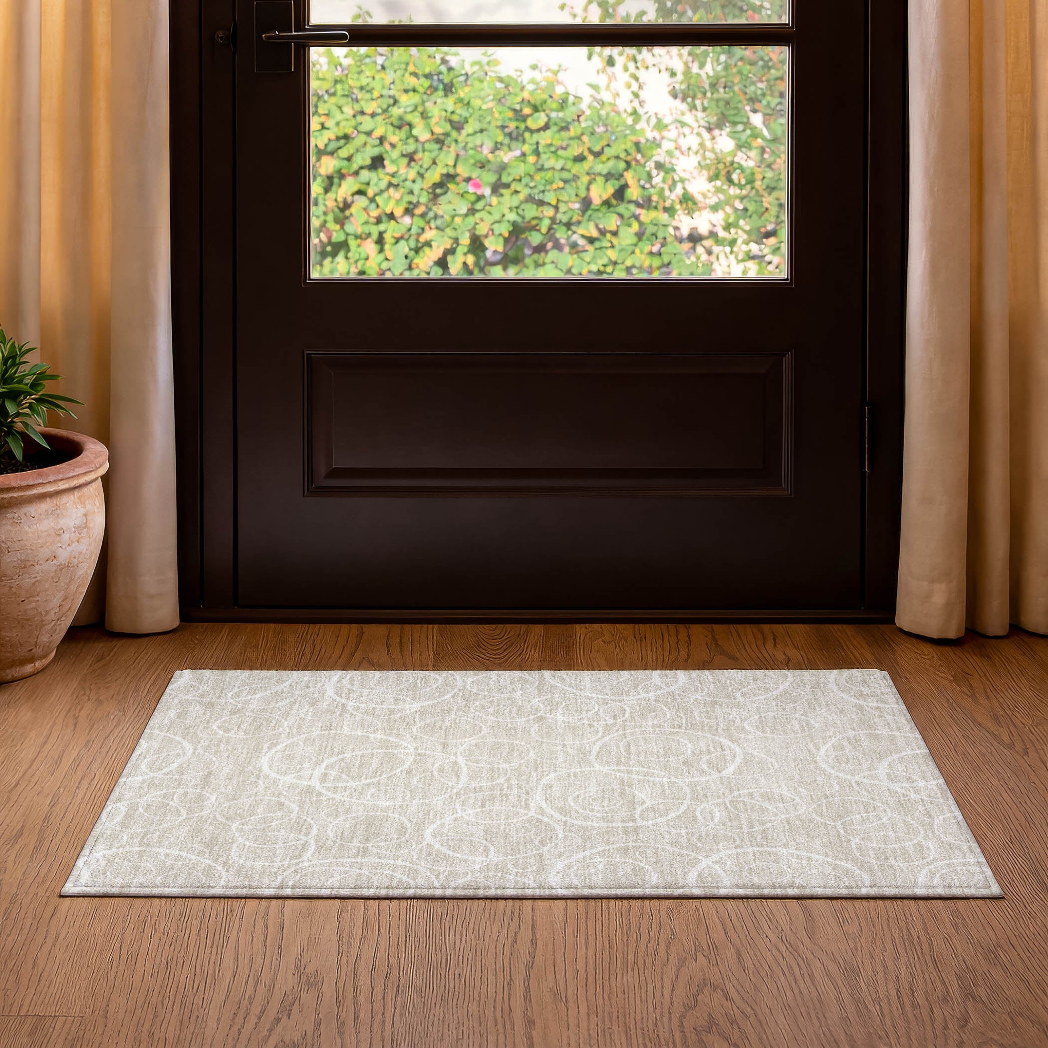 Cusco Machine Washable Transitional Beige Brown Rug 1'8" x 2'6" #shape_Rectangle