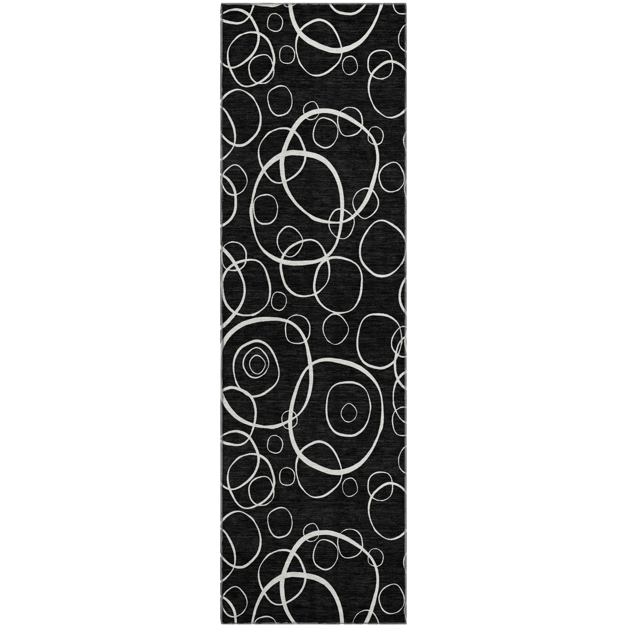 Cusco Machine Washable Transitional Black Rug 2'3" x 7'6" #shape_Runner