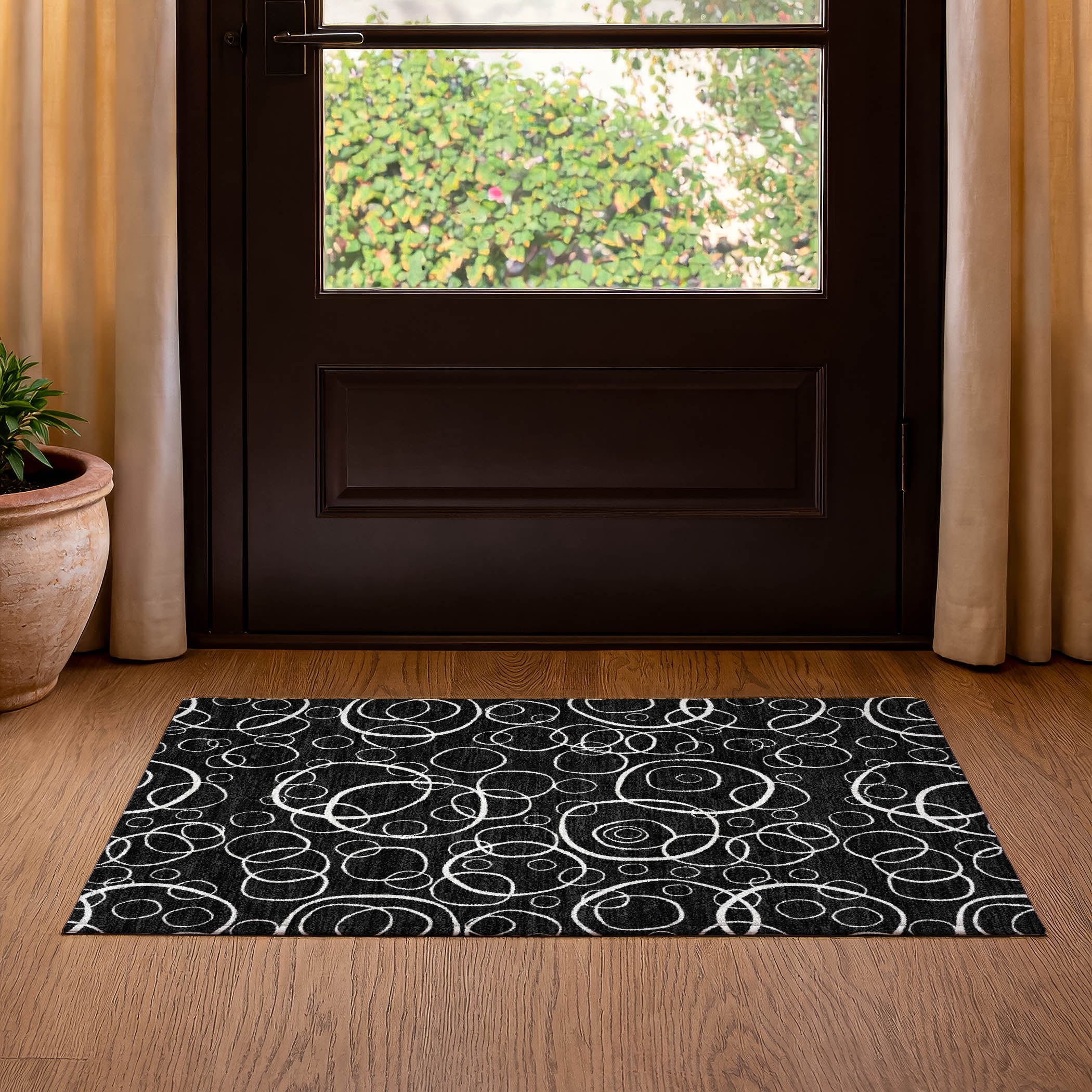 Cusco Machine Washable Transitional Black Rug 1'8" x 2'6" #shape_Rectangle
