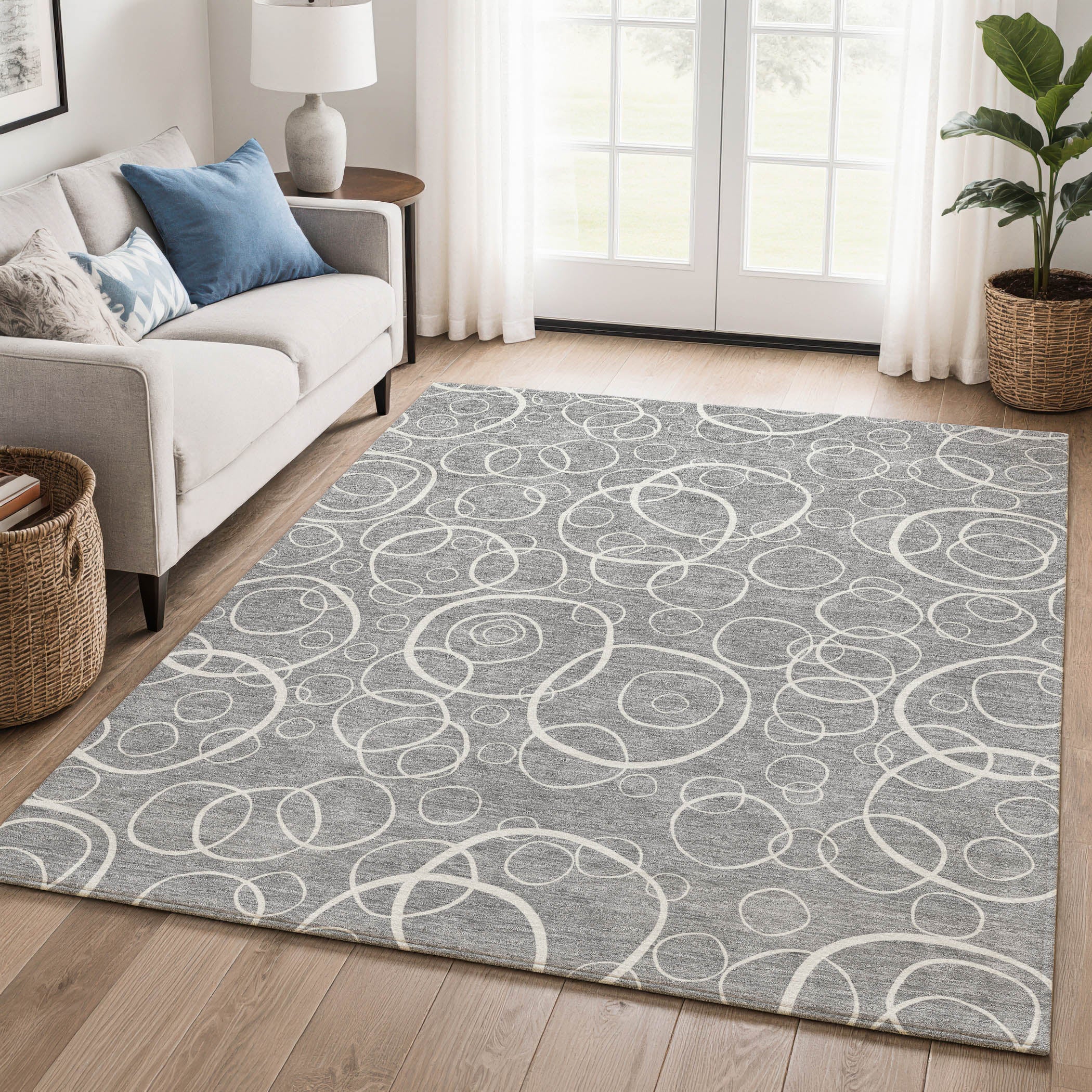 Cusco Machine Washable Transitional Gray Rug 3' x 5' #shape_Rectangle