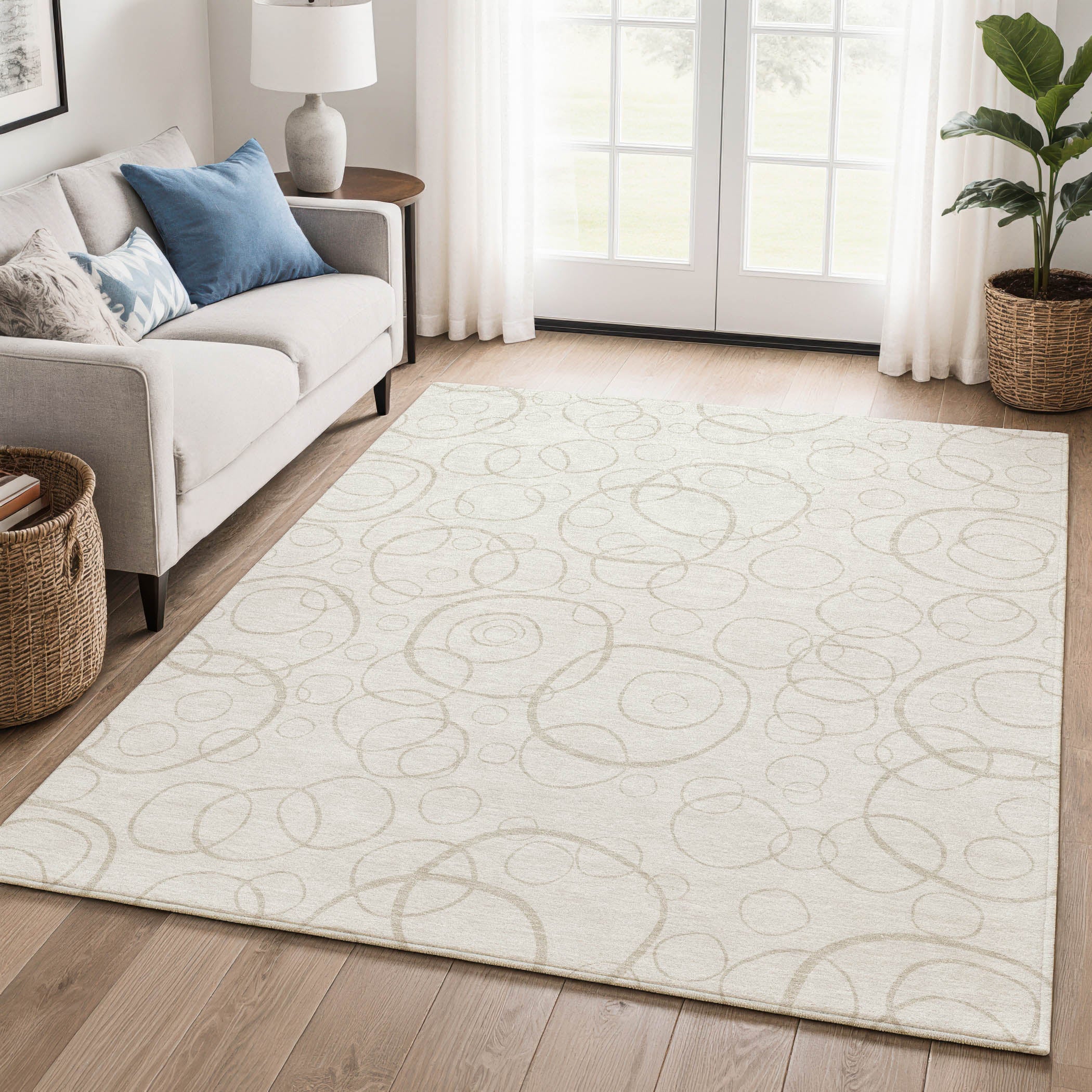 Cusco Machine Washable Transitional Ivory Rug 3' x 5' #shape_Rectangle