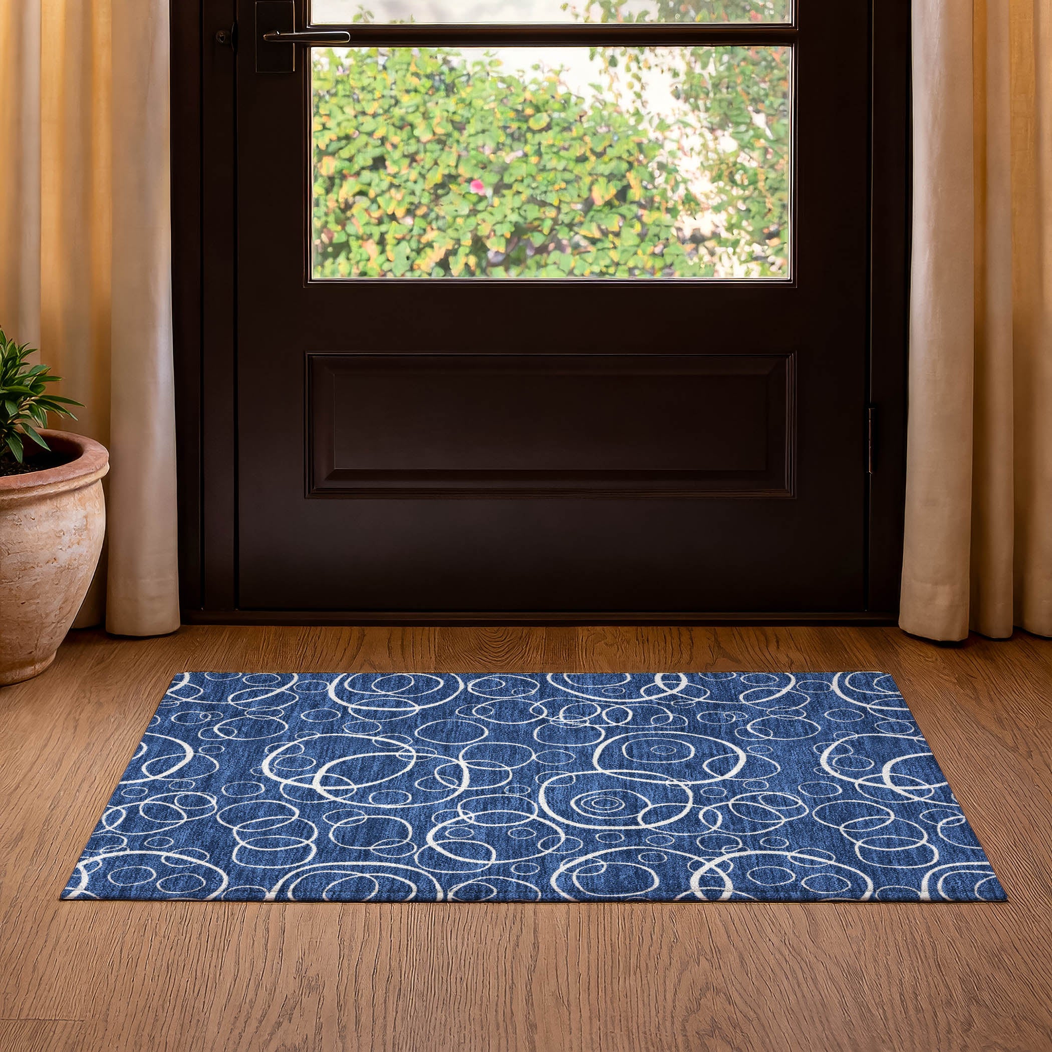 Cusco Machine Washable Transitional Navy Blue Rug 1'8" x 2'6" #shape_Rectangle
