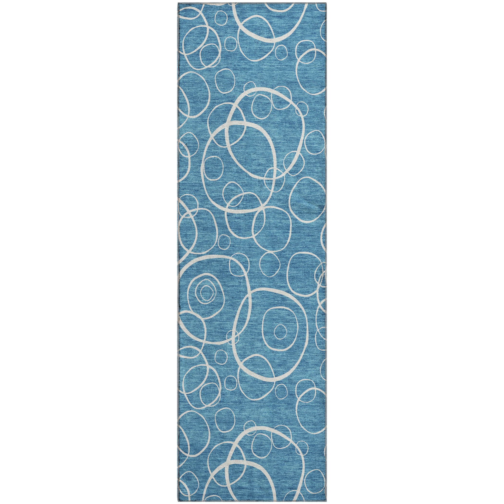 Cusco Machine Washable Transitional Teal Rug 2'3" x 7'6" #shape_Runner
