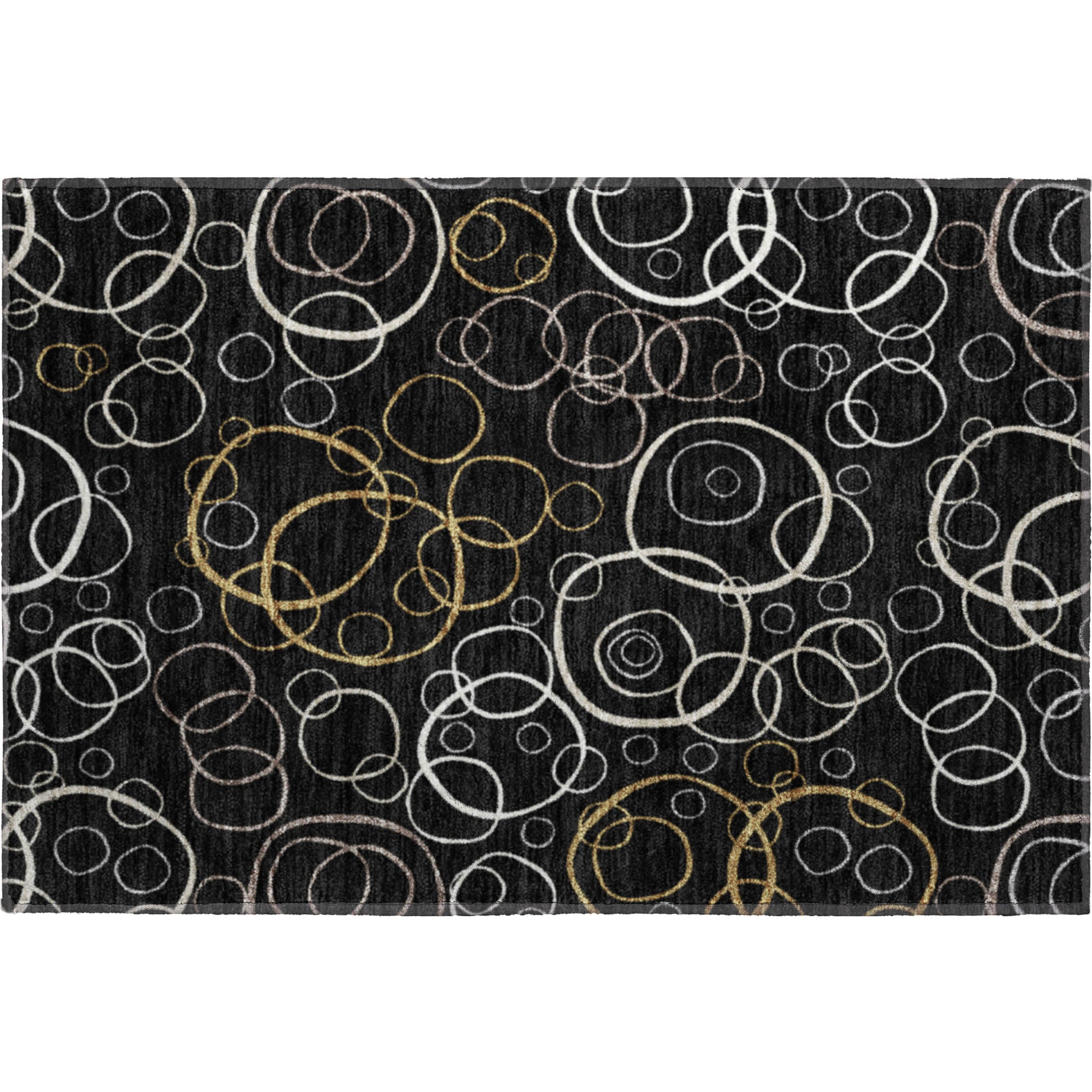 Porto Machine Washable Transitional Black Rug 1'8" x 2'6" #shape_Rectangle
