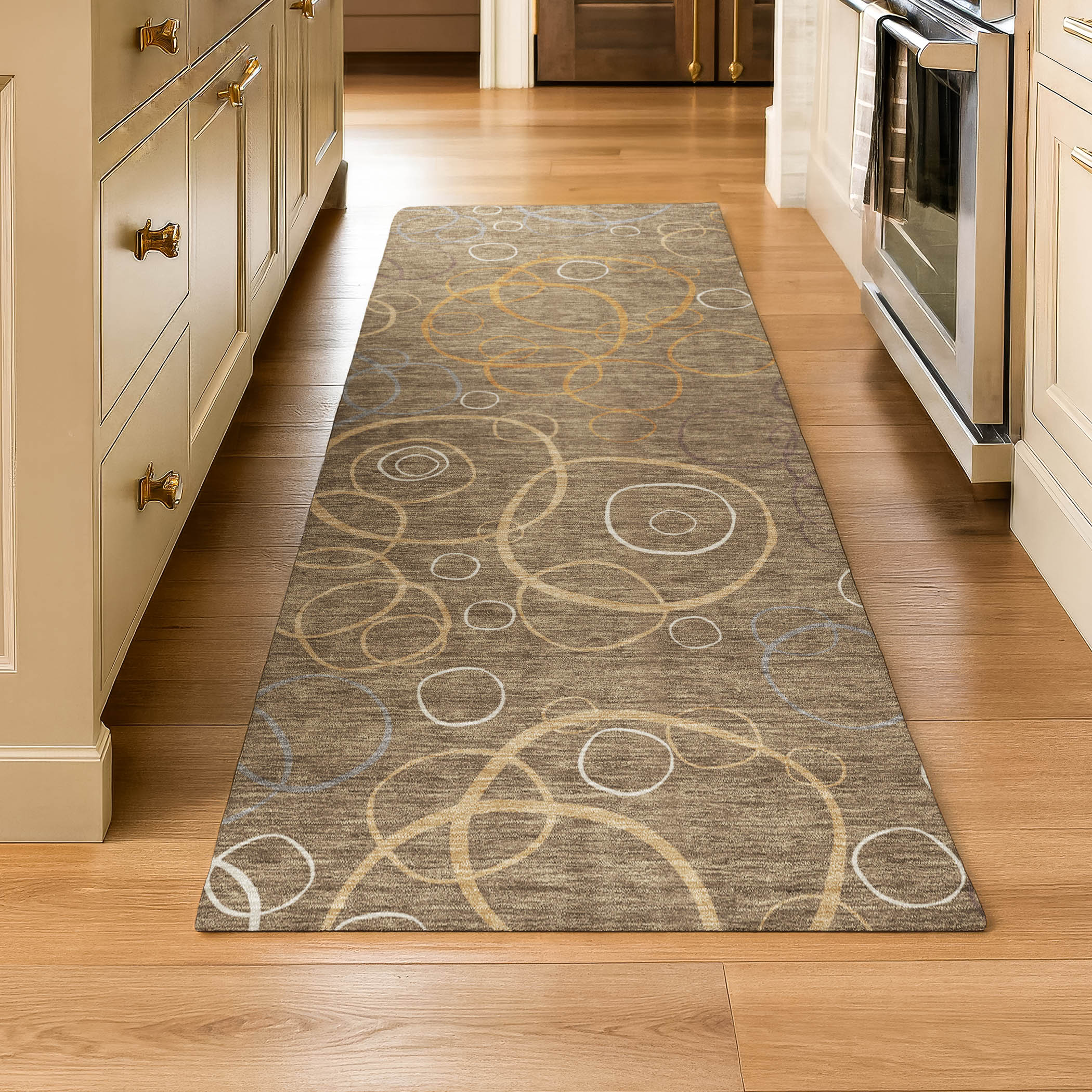 Porto Machine Washable Transitional Brown Rug 2'3" x 7'6" #shape_Runner