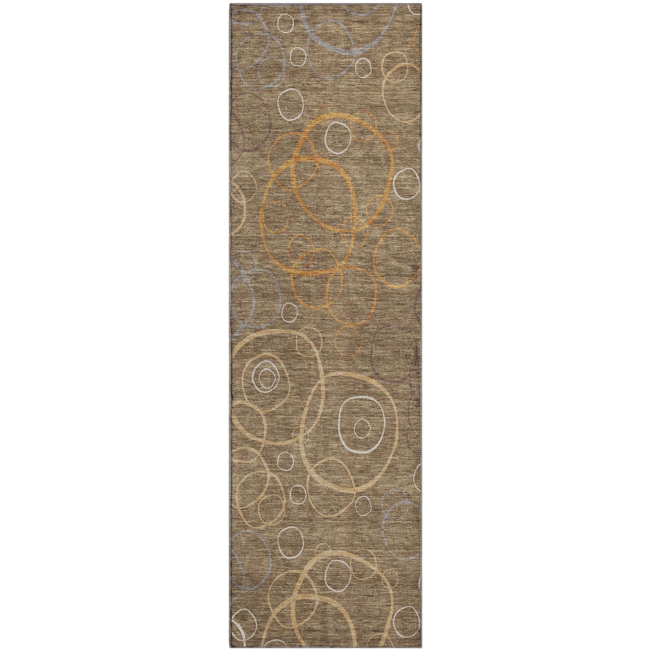 Porto Machine Washable Transitional Brown Rug 2'3" x 7'6" #shape_Runner