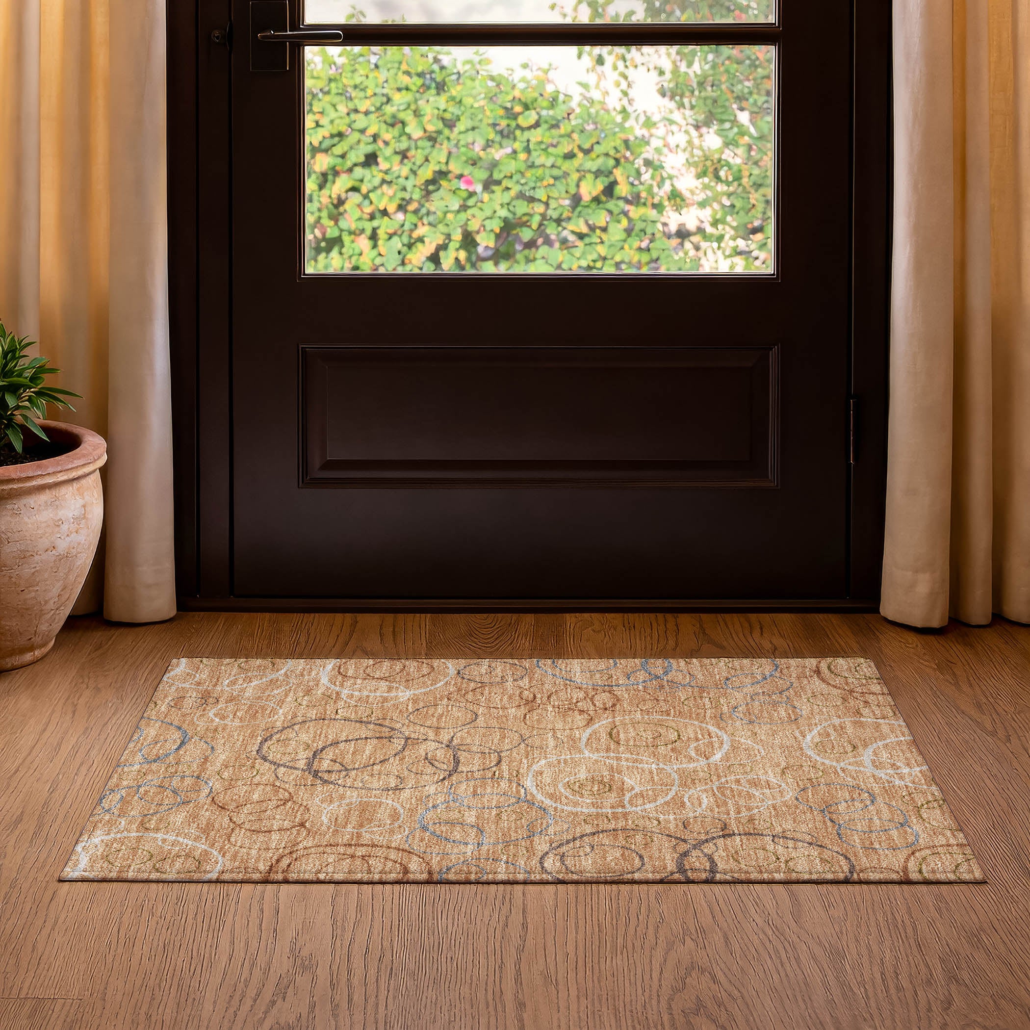 Porto Machine Washable Transitional Copper Orange Rug 1'8" x 2'6" #shape_Rectangle