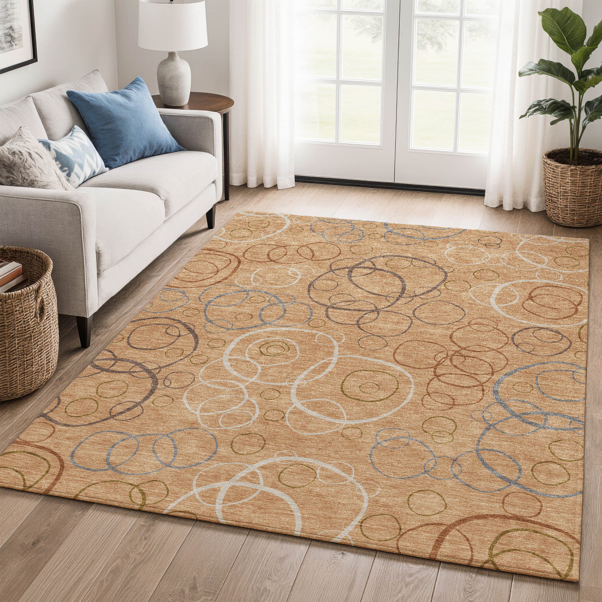 Porto Machine Washable Transitional Copper Orange Rug 3' x 5' #shape_Rectangle