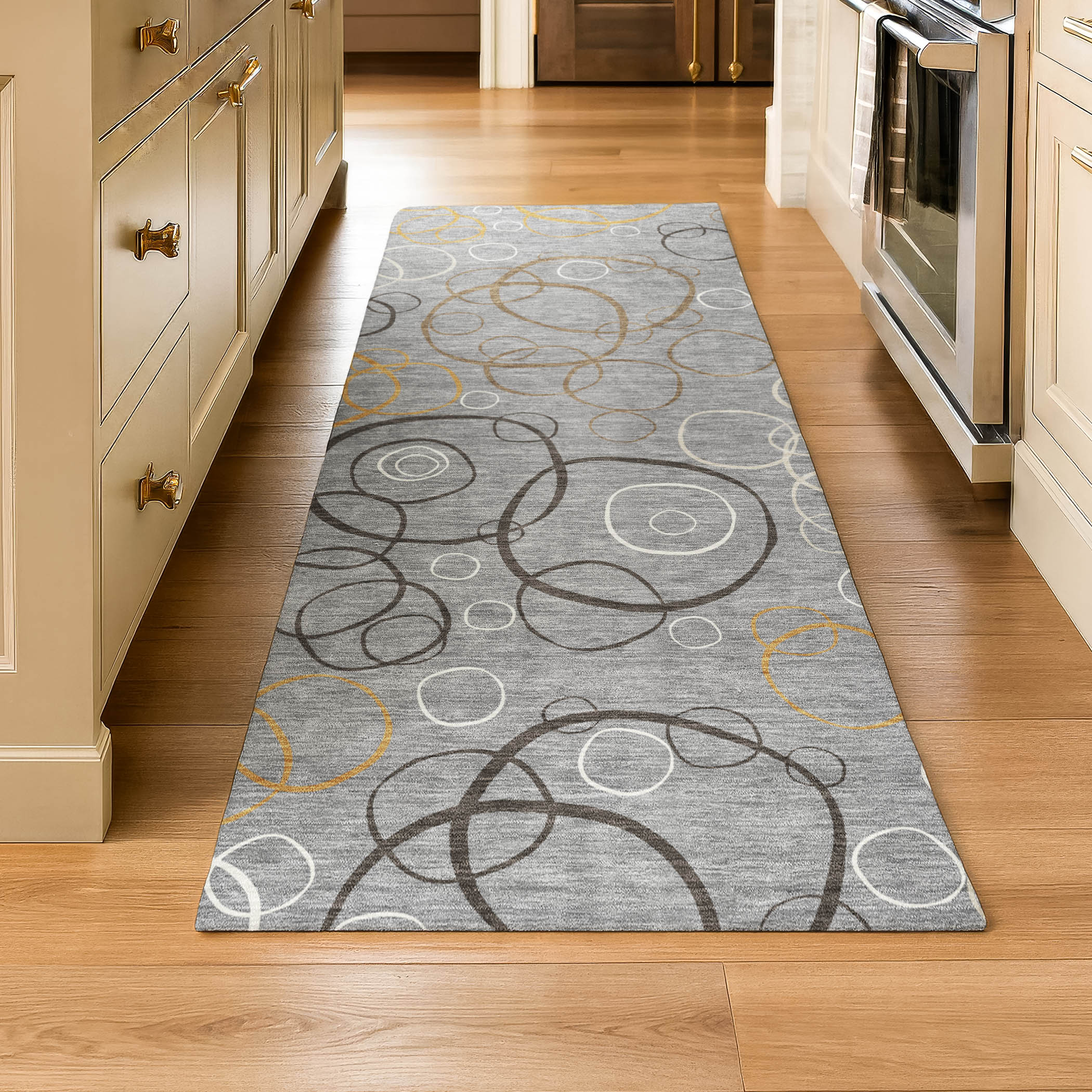 Porto Machine Washable Transitional Gray Rug 2'3" x 7'6" #shape_Runner
