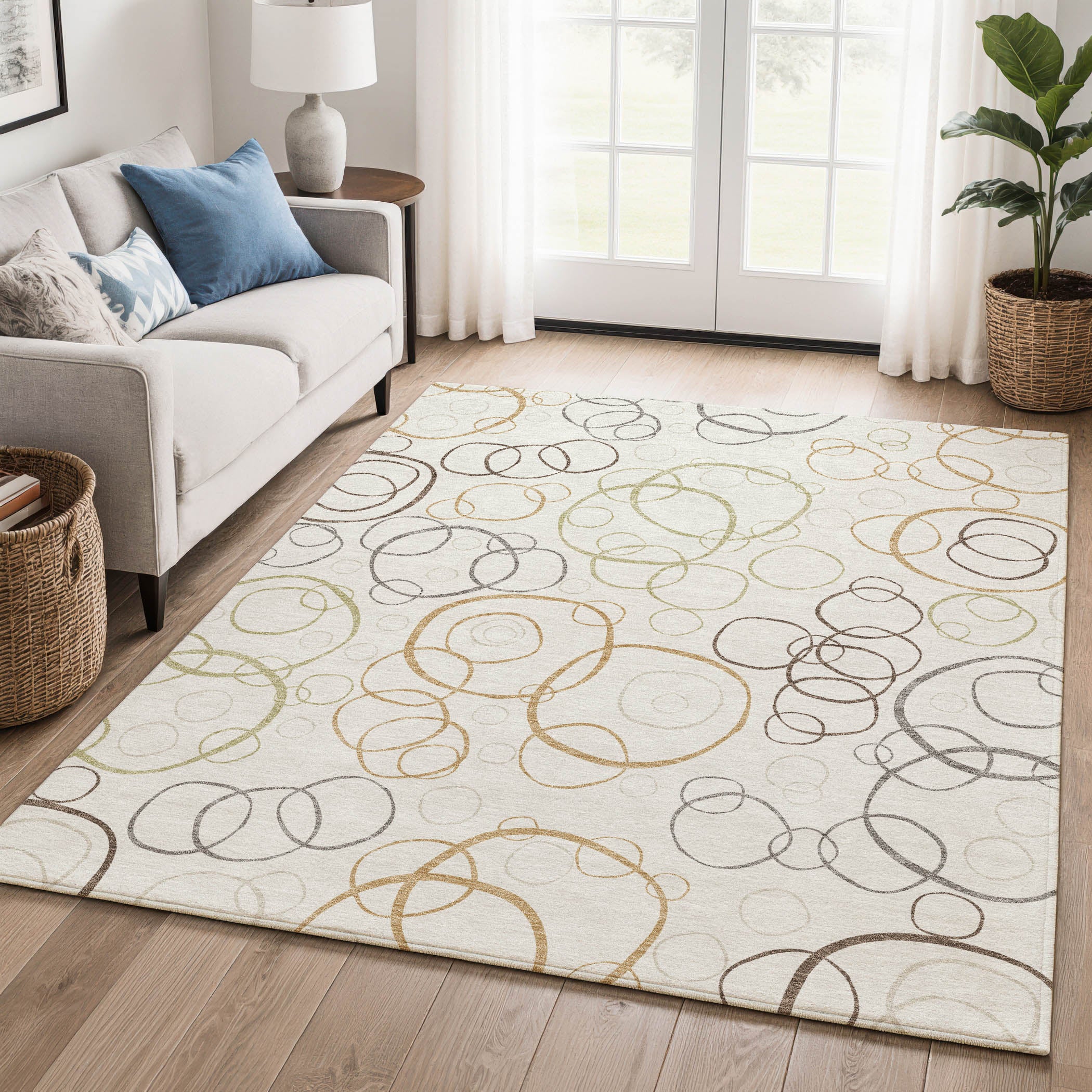Porto Machine Washable Transitional Ivory Rug 3' x 5' #shape_Rectangle