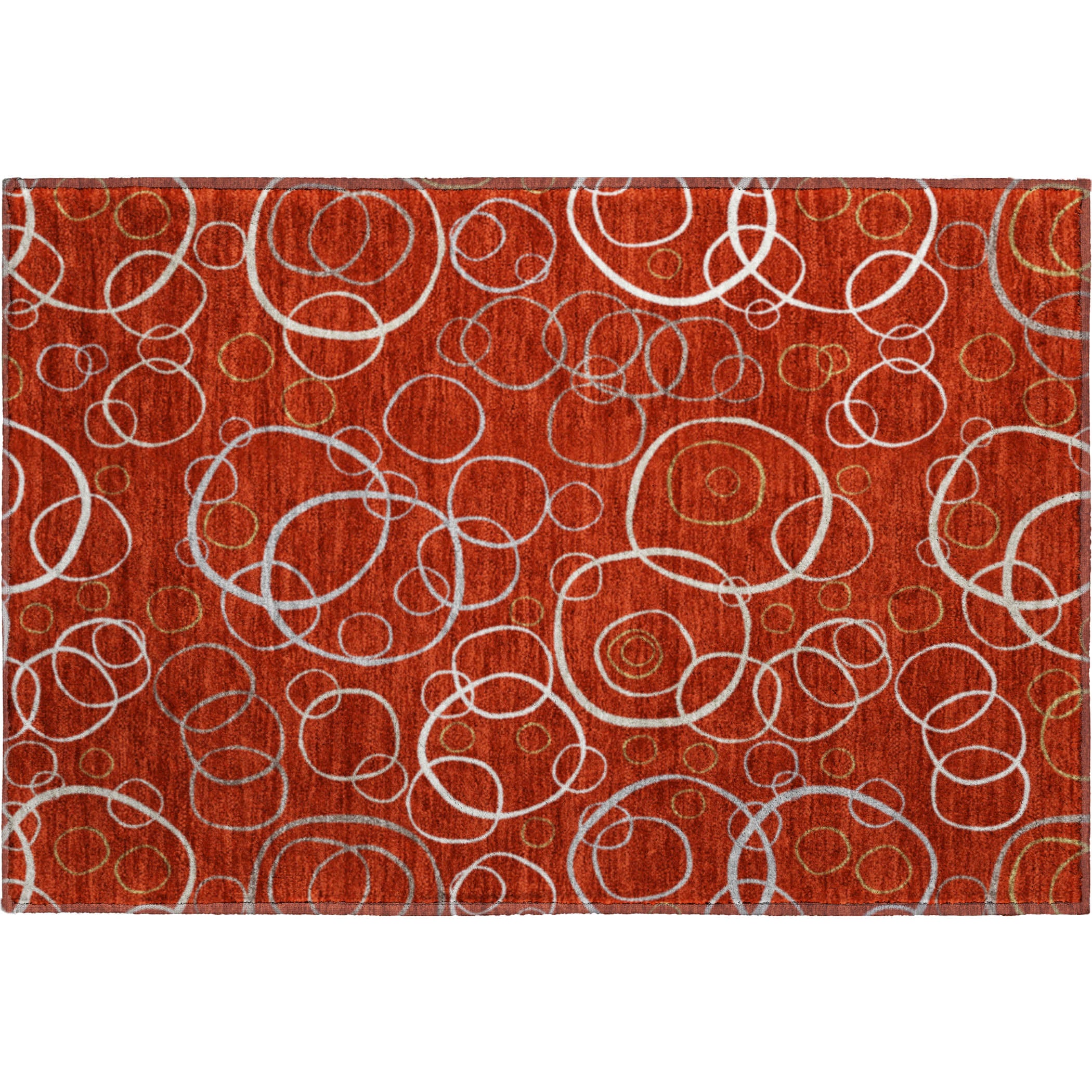 Porto Machine Washable Transitional Red Rug 1'8" x 2'6" #shape_Rectangle