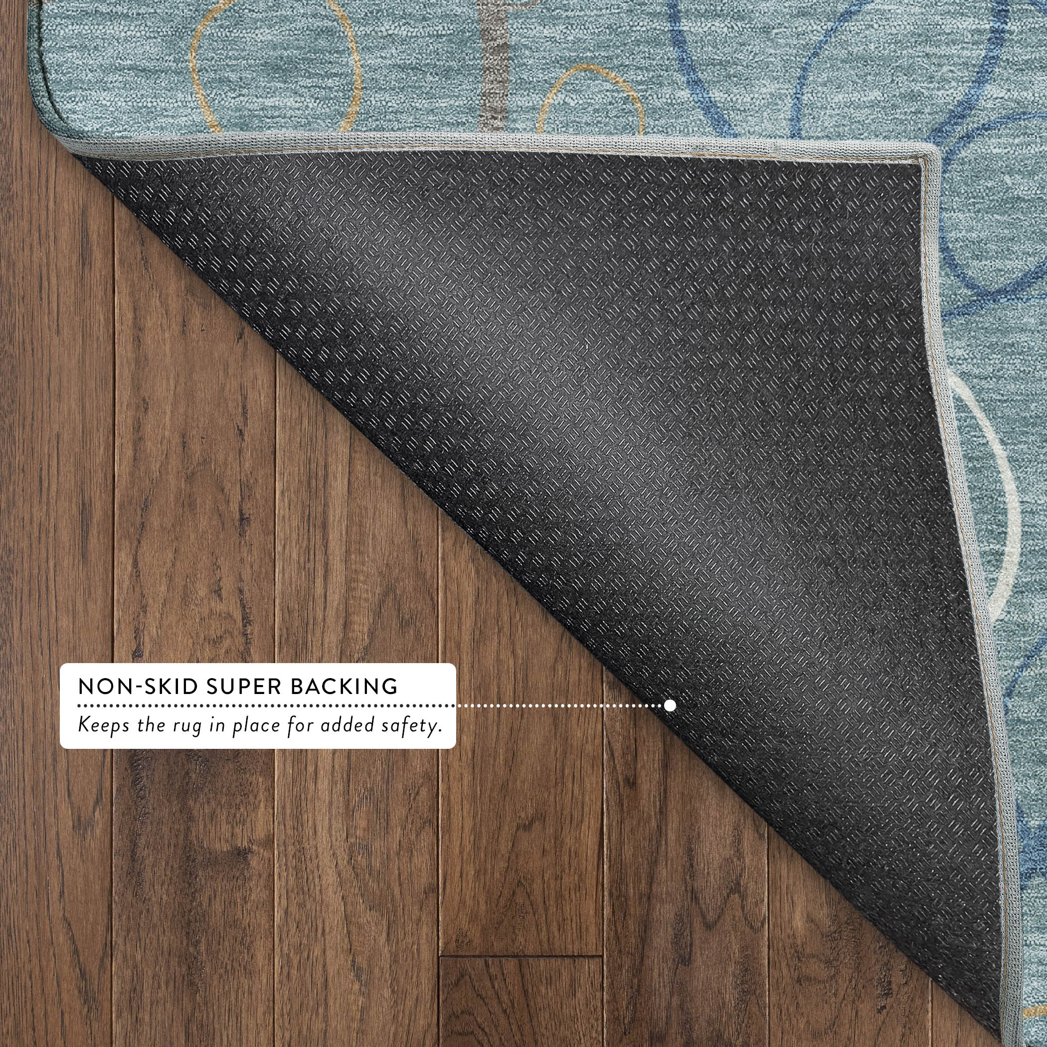 Porto Machine Washable Transitional Teal Rug 1'8" x 2'6" #shape_Rectangle