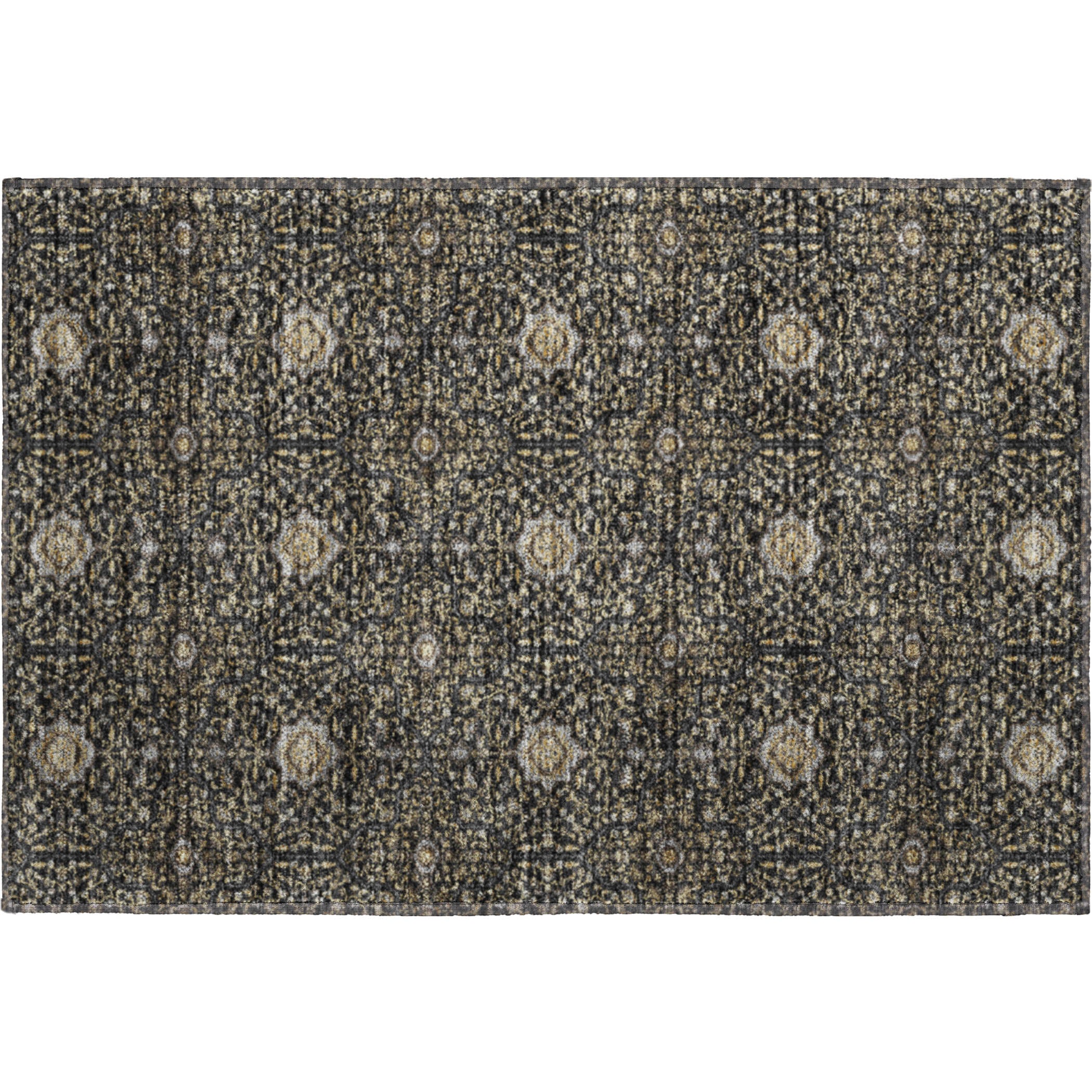 Kotor Machine Washable Transitional Black Rug 1'8" x 2'6" #shape_Rectangle