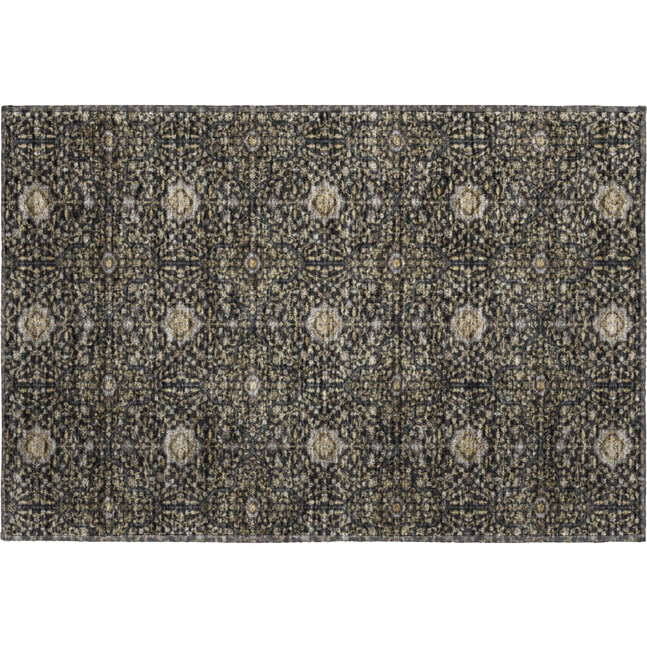 Kotor Machine Washable Transitional Black Rug 1'8" x 2'6" #shape_Rectangle