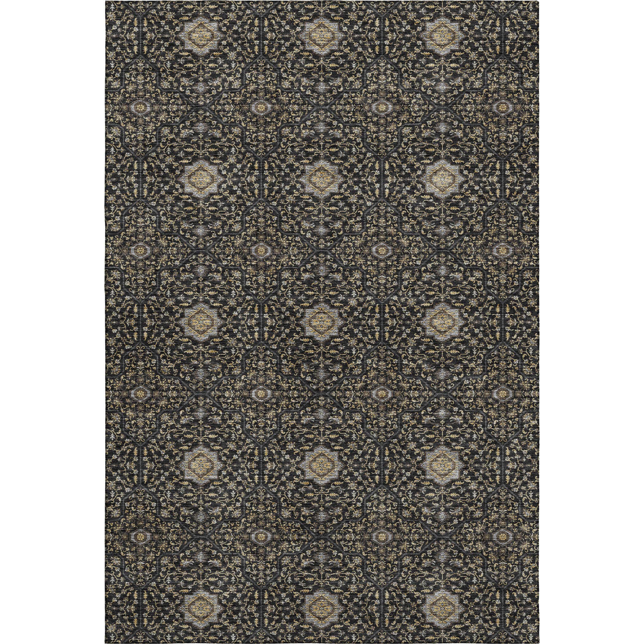 Kotor Machine Washable Transitional Black Rug 3' x 5' #shape_Rectangle