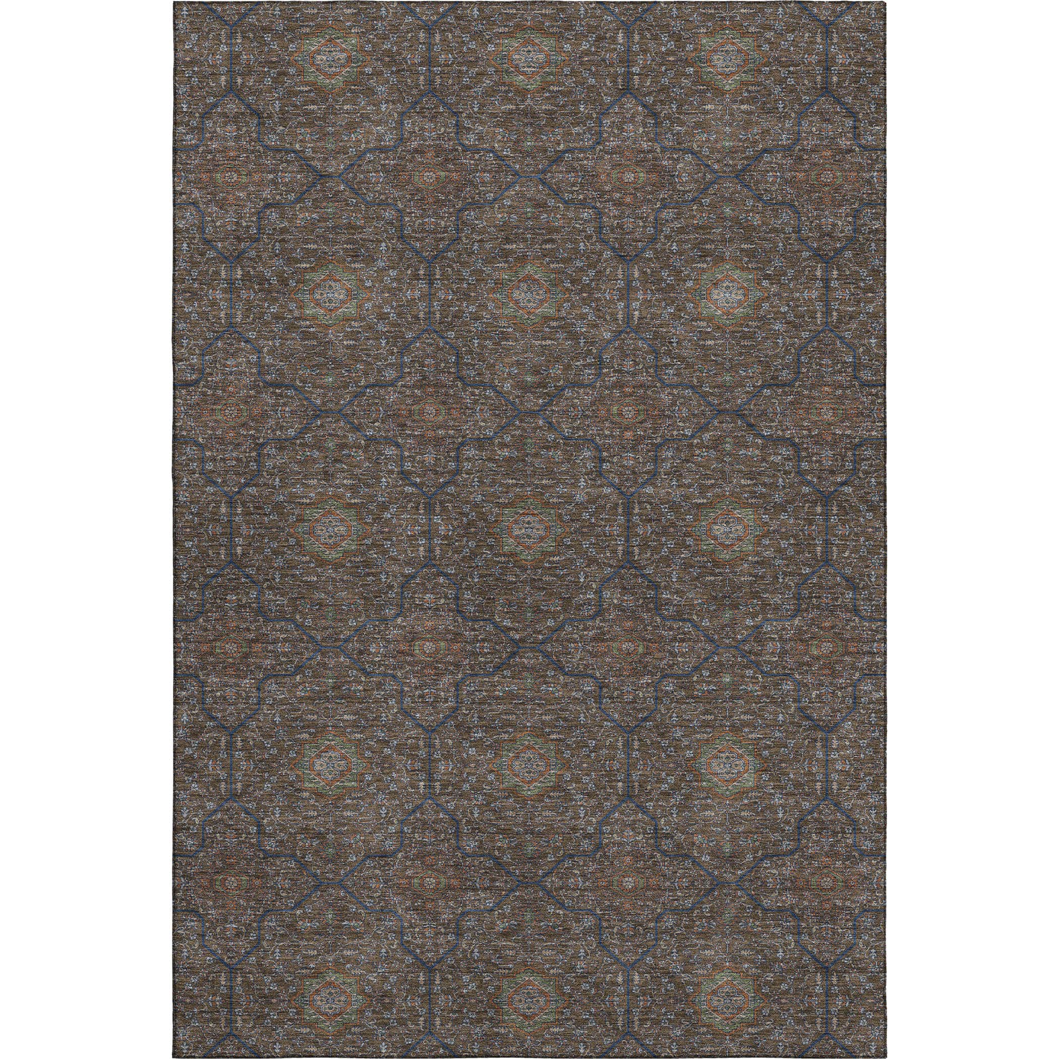 Kotor Machine Washable Transitional Chocolate Brown Rug 3' x 5' #shape_Rectangle