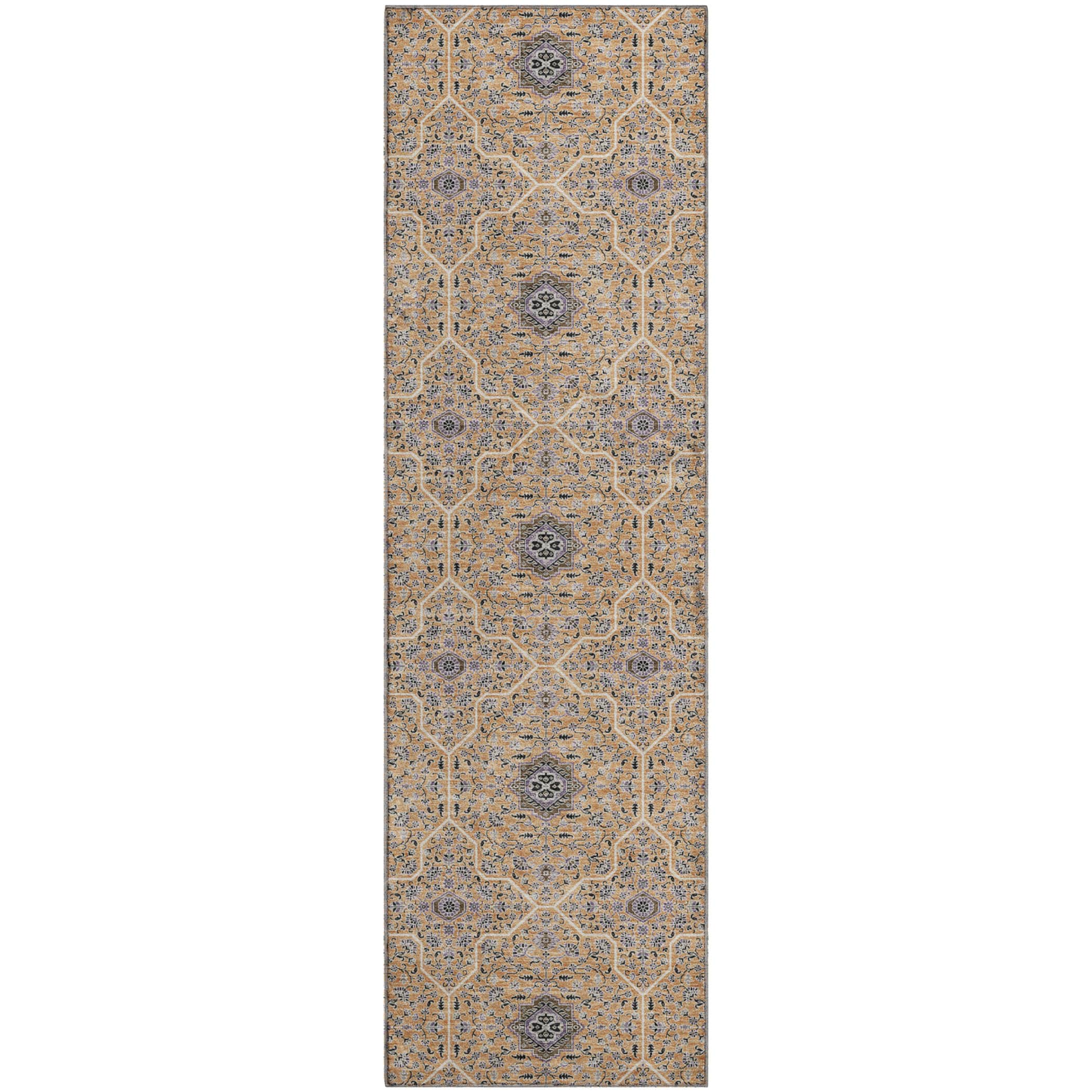 Kotor Machine Washable Transitional Copper Orange Rug 2'3" x 7'6" #shape_Runner