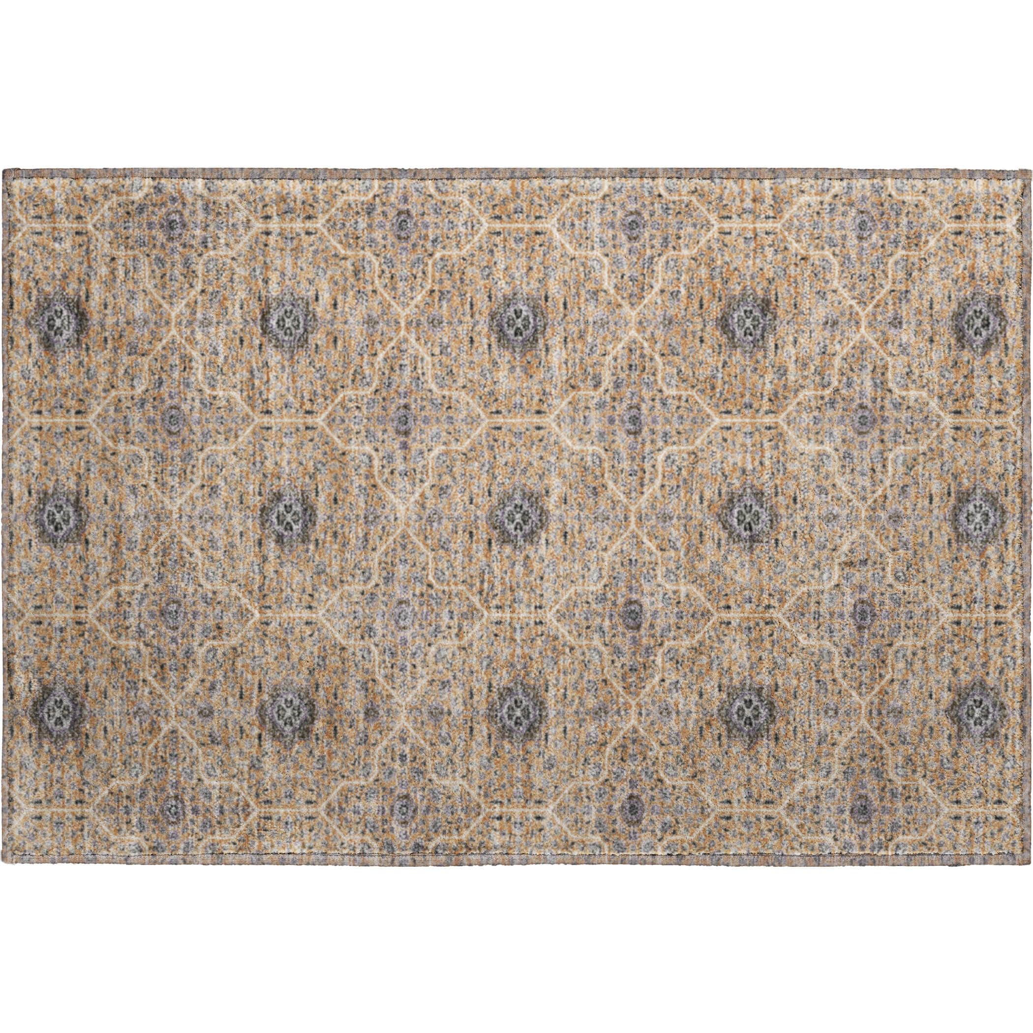 Kotor Machine Washable Transitional Copper Orange Rug 1'8" x 2'6" #shape_Rectangle