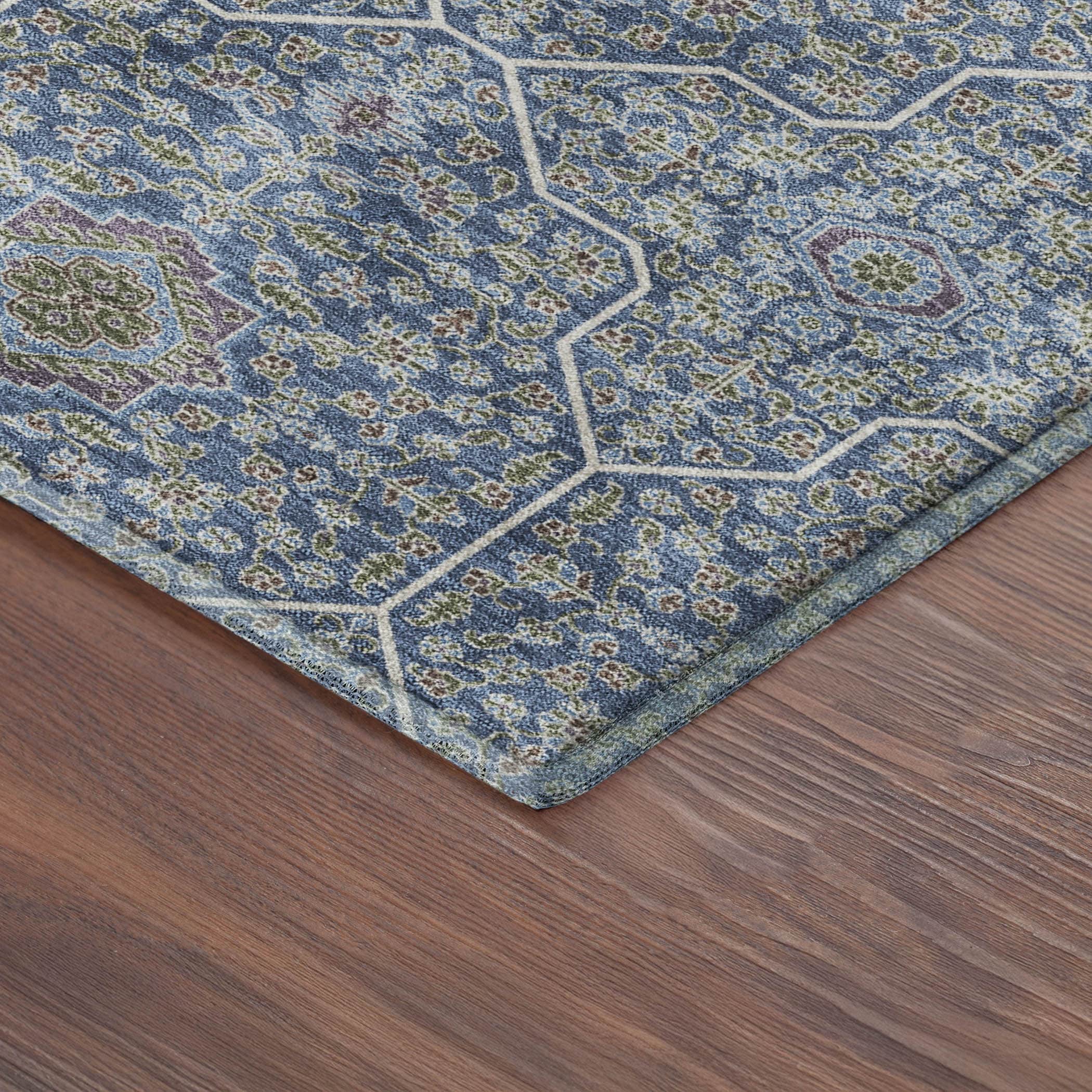 Kotor Machine Washable Transitional Navy Blue Rug 1'8" x 2'6" #shape_Rectangle
