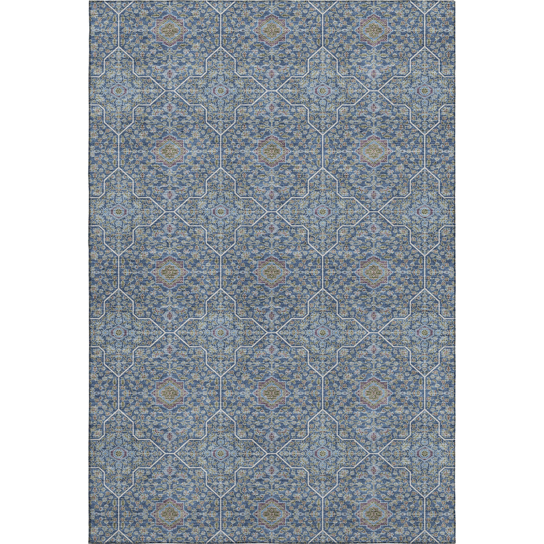 Kotor Machine Washable Transitional Navy Blue Rug 3' x 5' #shape_Rectangle