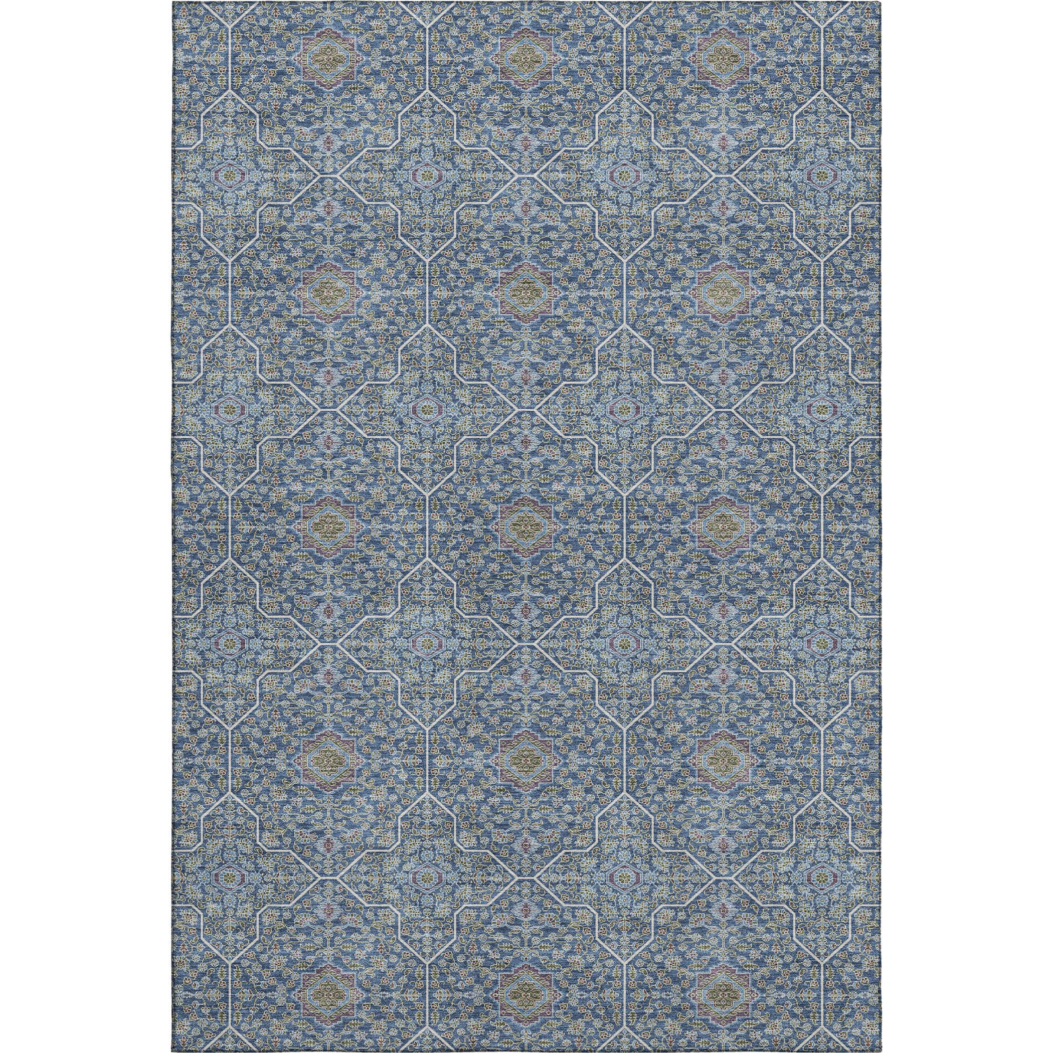 Kotor Machine Washable Transitional Navy Blue Rug 3' x 5' #shape_Rectangle