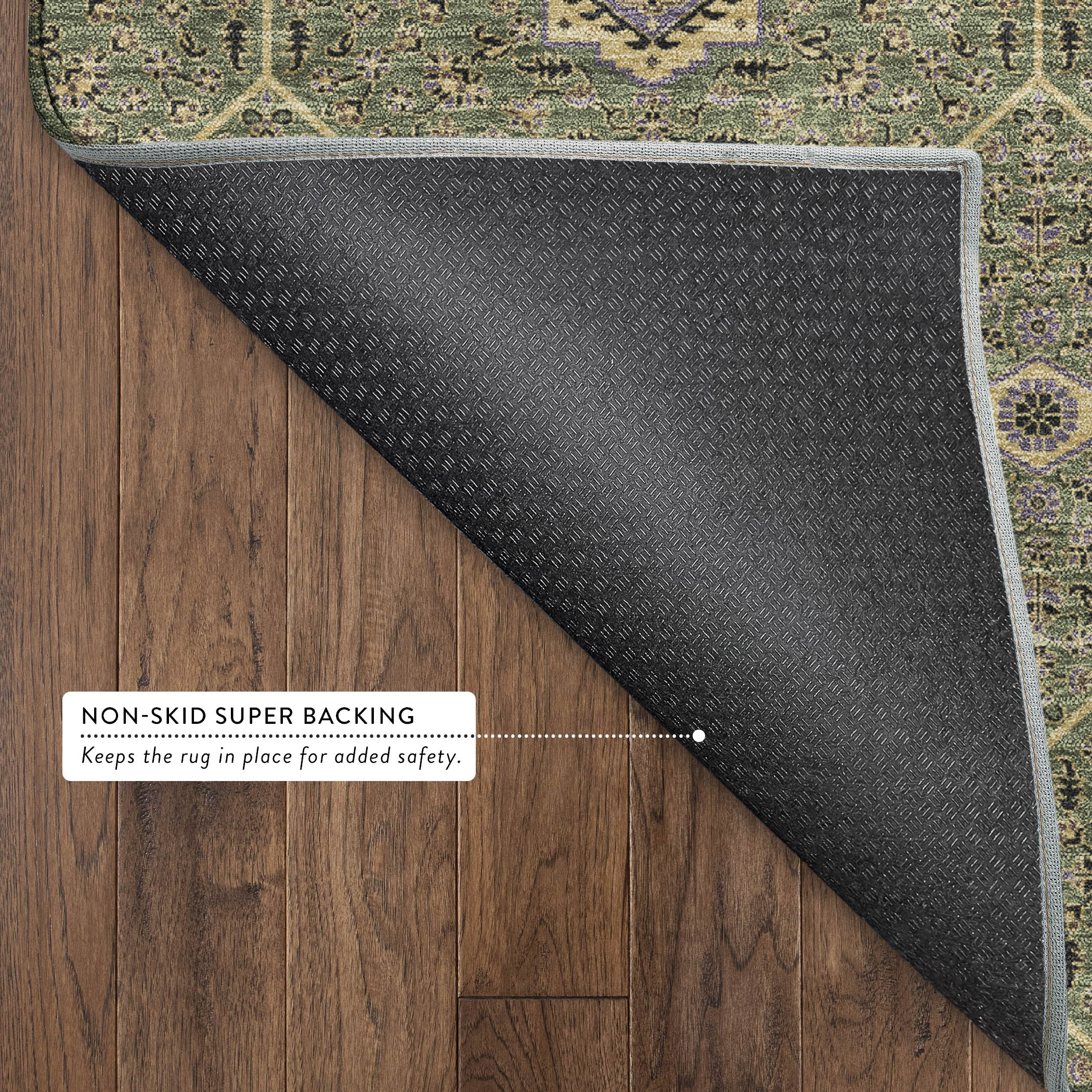 Kotor Machine Washable Transitional Olive Green Rug 1'8" x 2'6" #shape_Rectangle