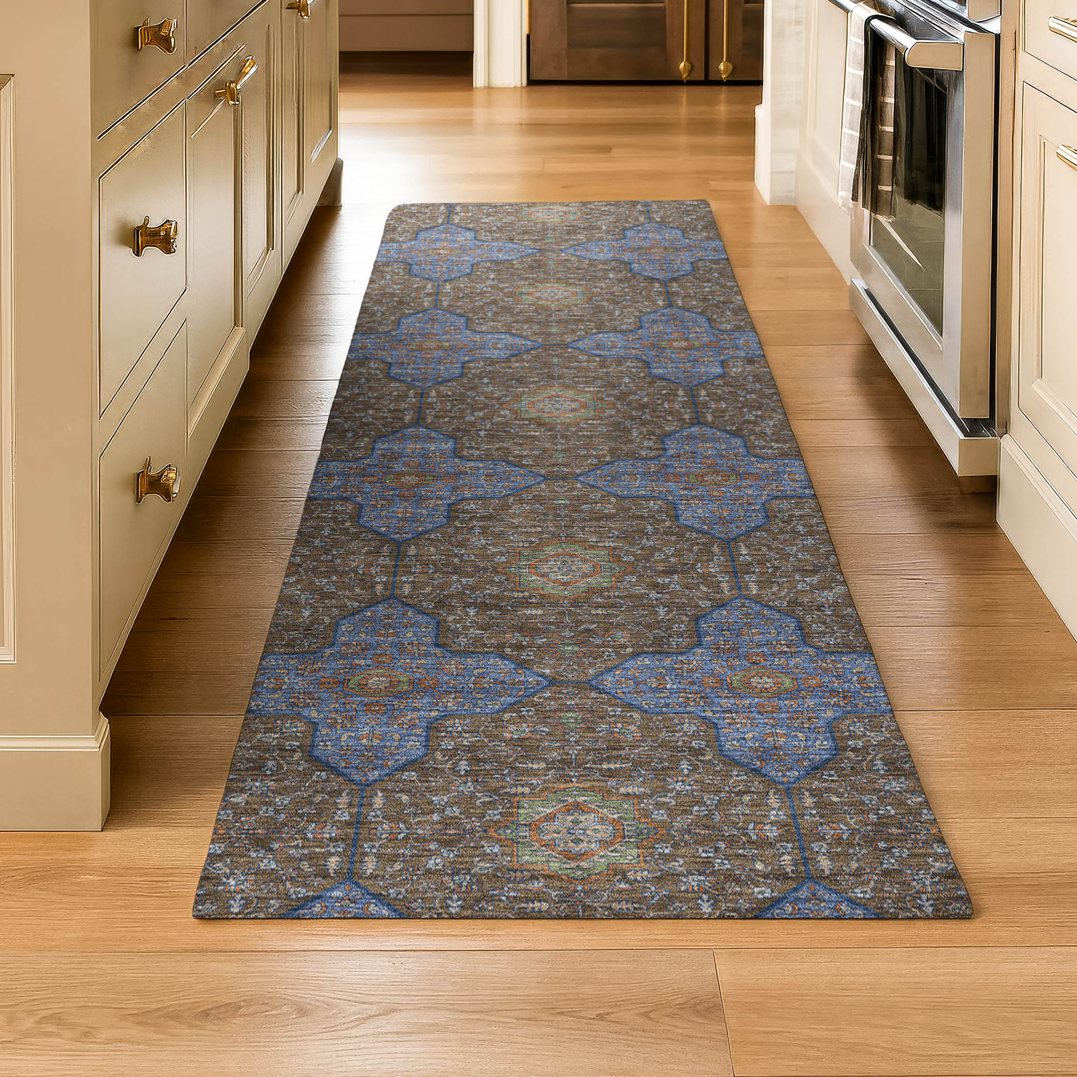Cairo Machine Washable Contemporary Chocolate Brown Rug 2'3" x 7'6" #shape_Runner