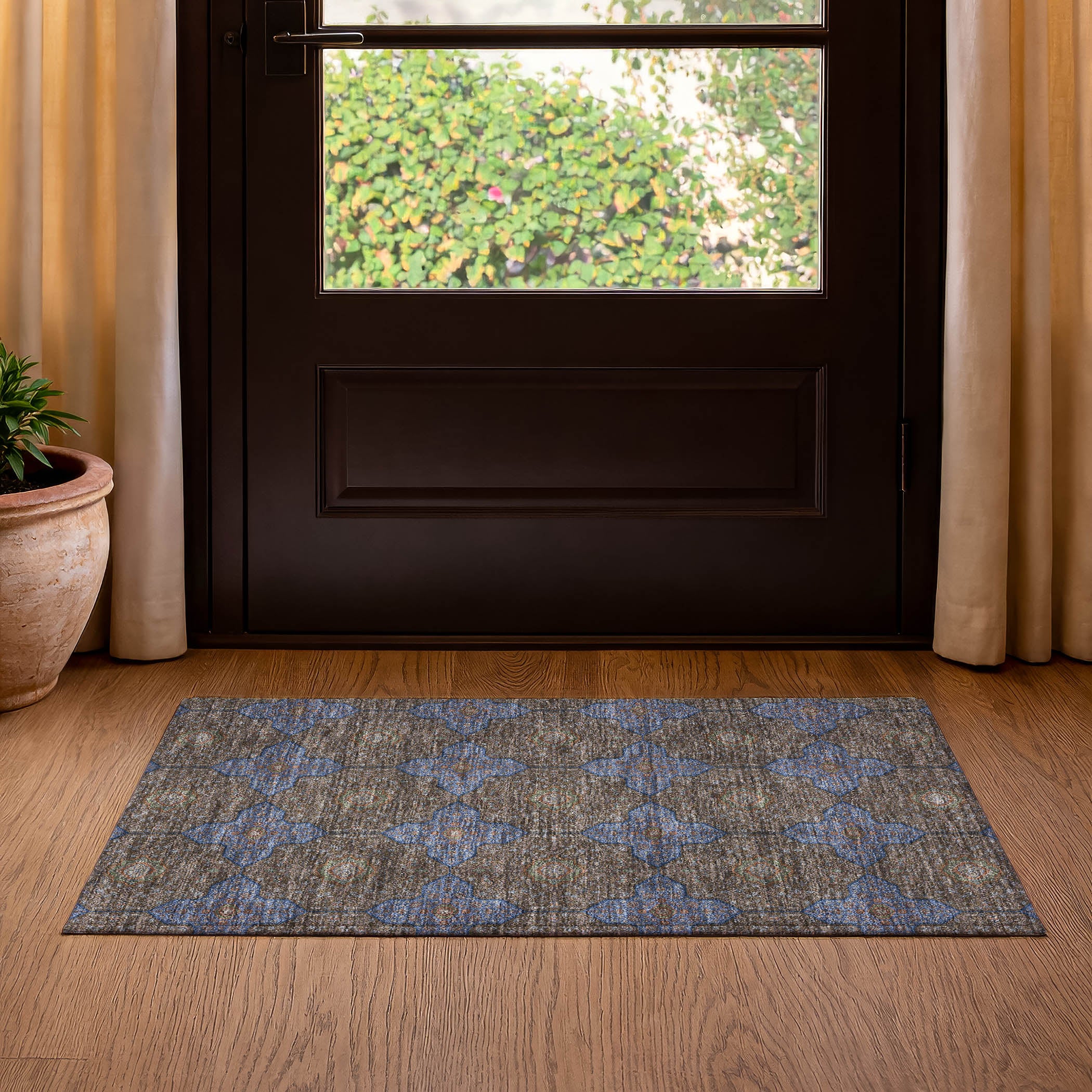 Cairo Machine Washable Contemporary Chocolate Brown Rug 1'8" x 2'6" #shape_Rectangle