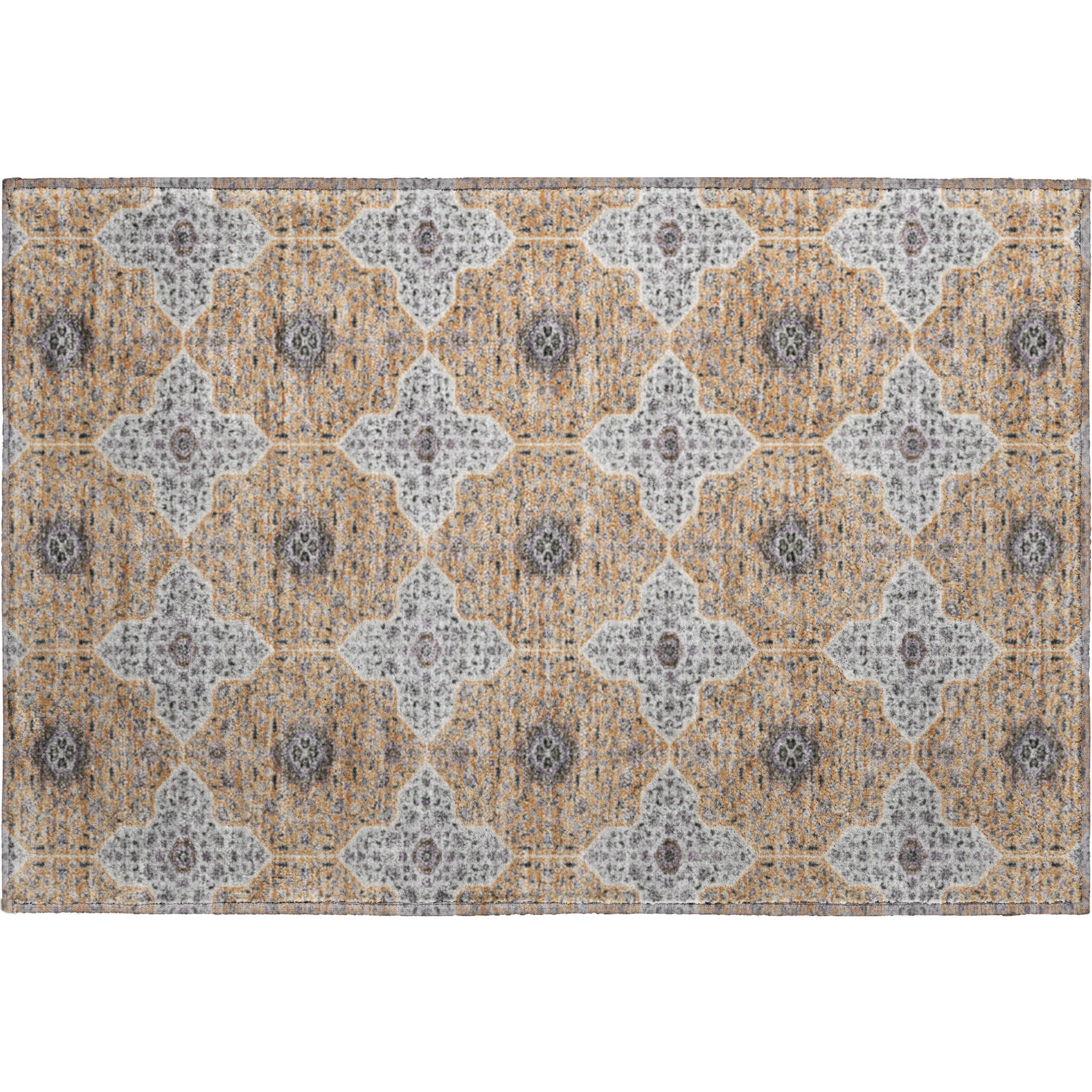 Cairo Machine Washable Contemporary Copper Orange Rug 1'8" x 2'6" #shape_Rectangle