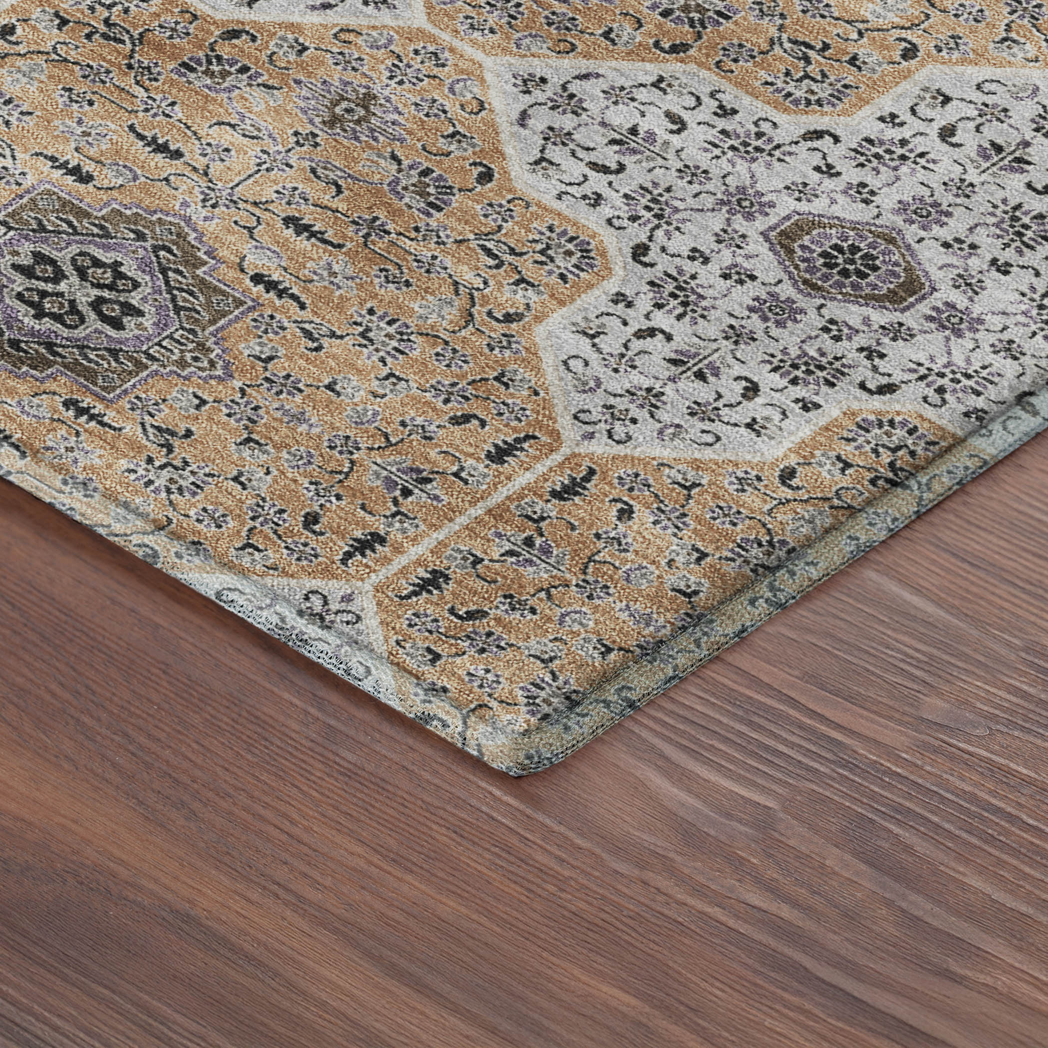 Cairo Machine Washable Contemporary Copper Orange Rug 1'8" x 2'6" #shape_Rectangle