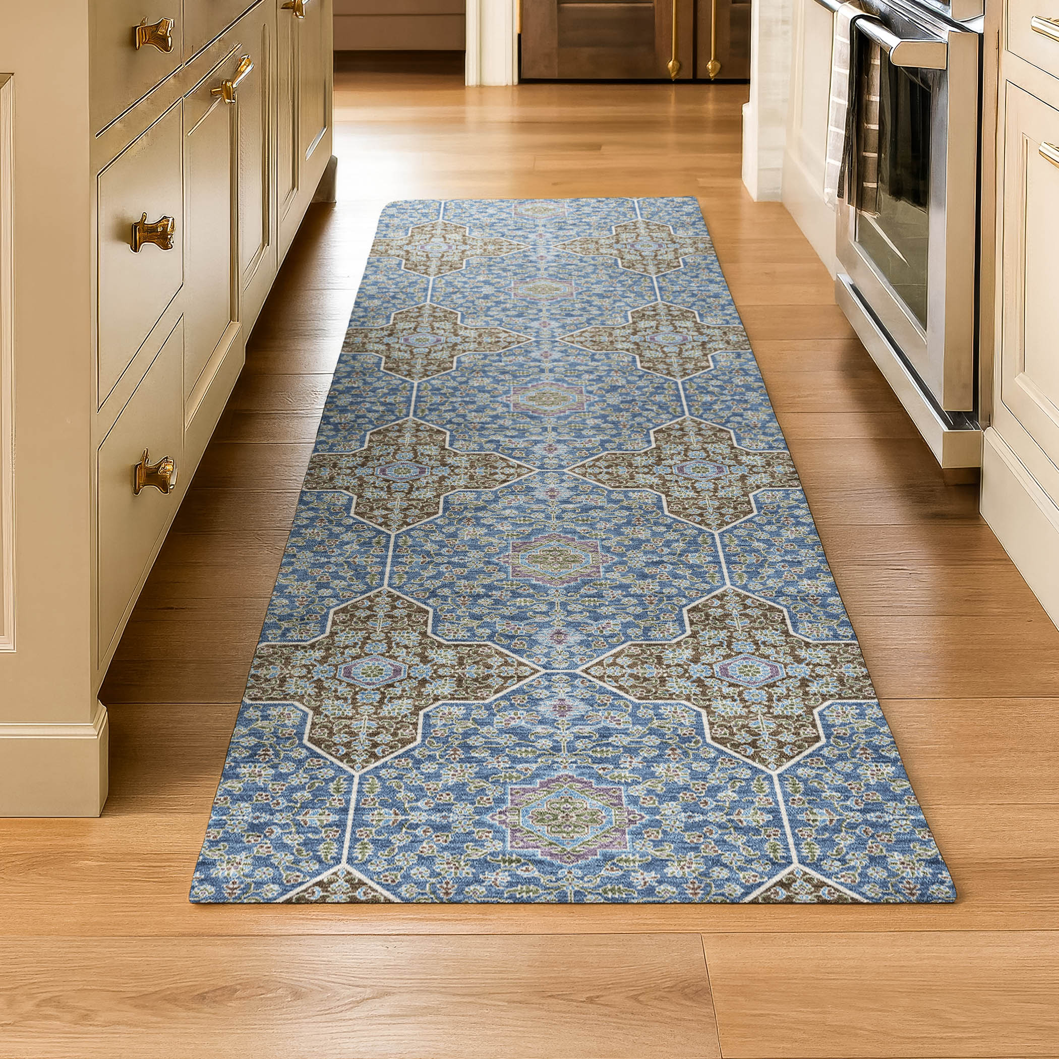 Cairo Machine Washable Contemporary Navy Blue Rug 2'3" x 7'6" #shape_Runner