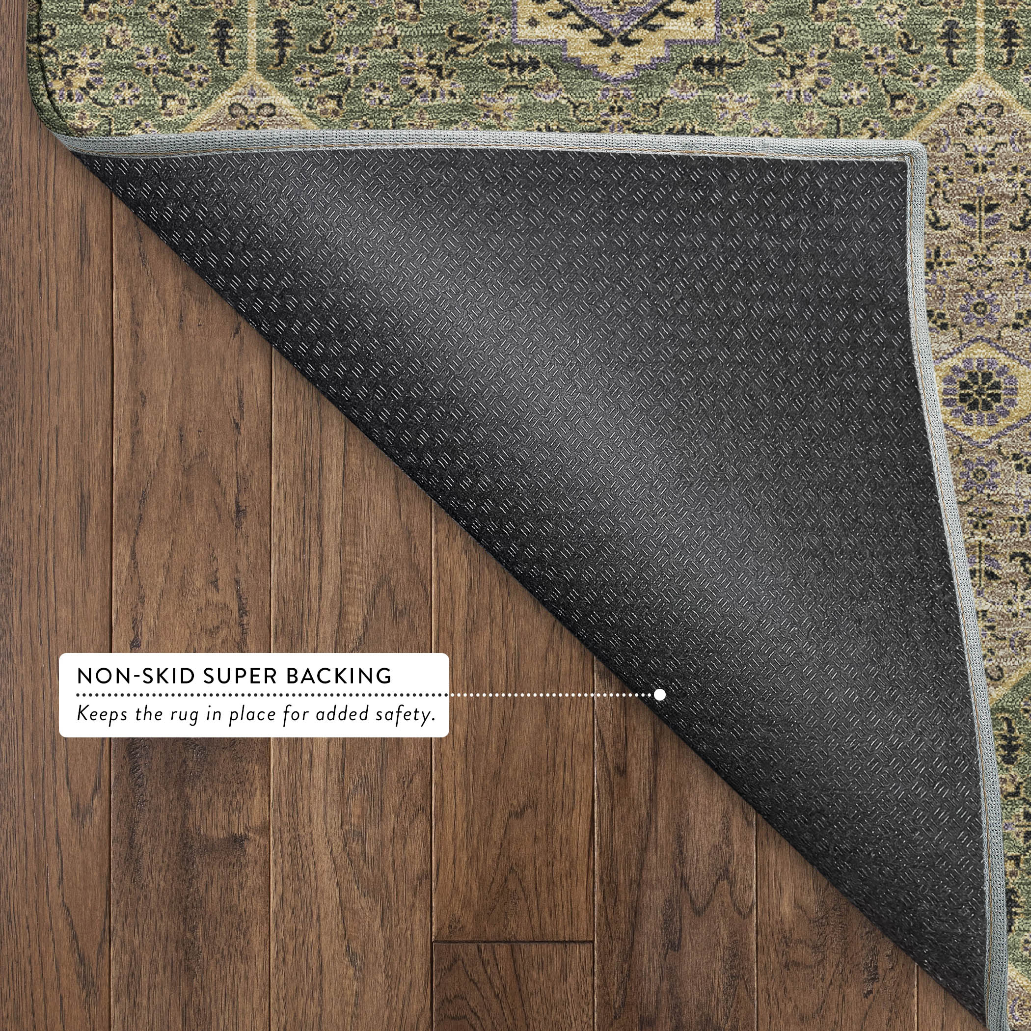 Cairo Machine Washable Contemporary Olive Green Rug 1'8" x 2'6" #shape_Rectangle