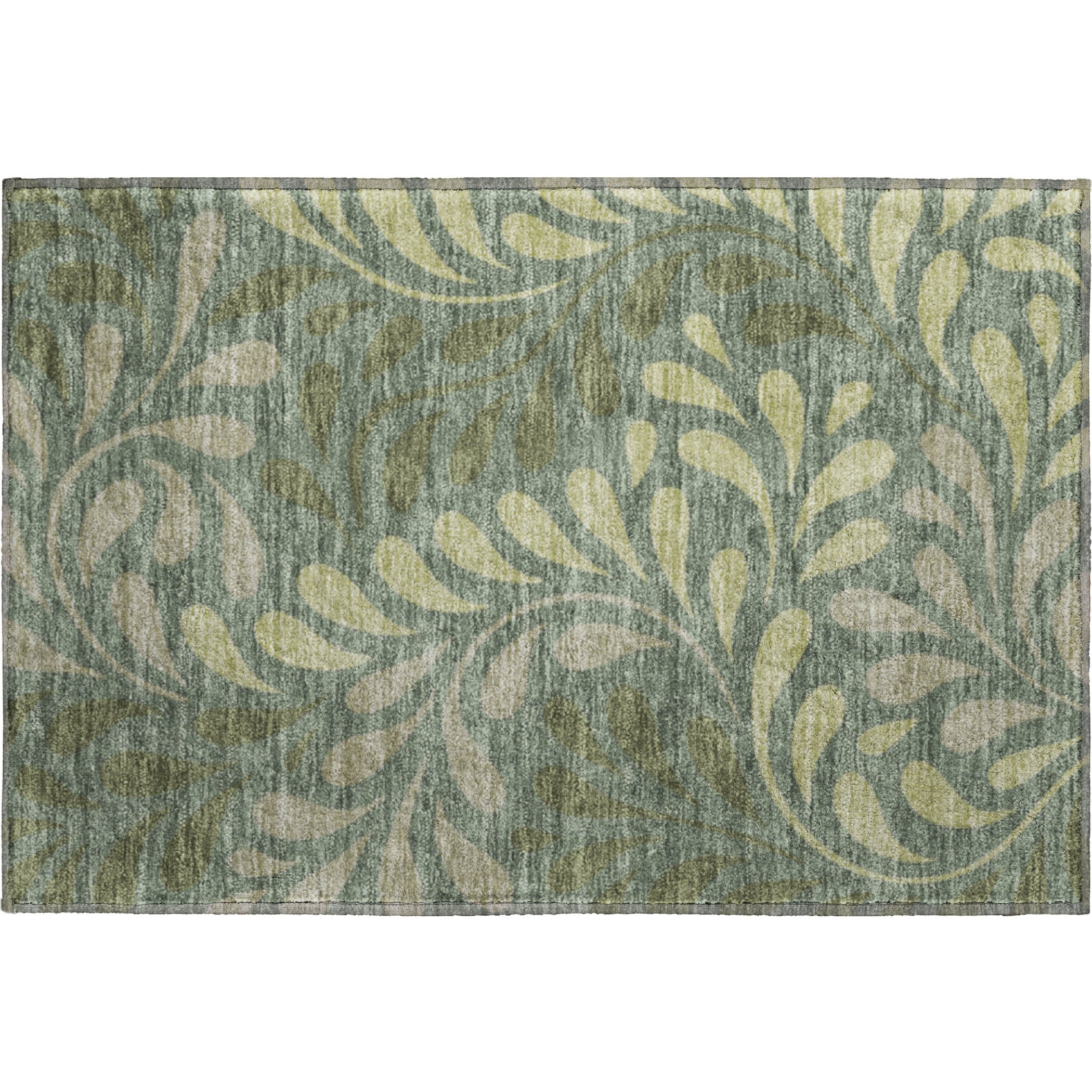 Split Machine Washable Contemporary Basil Green Rug 1'8" x 2'6" #shape_Rectangle