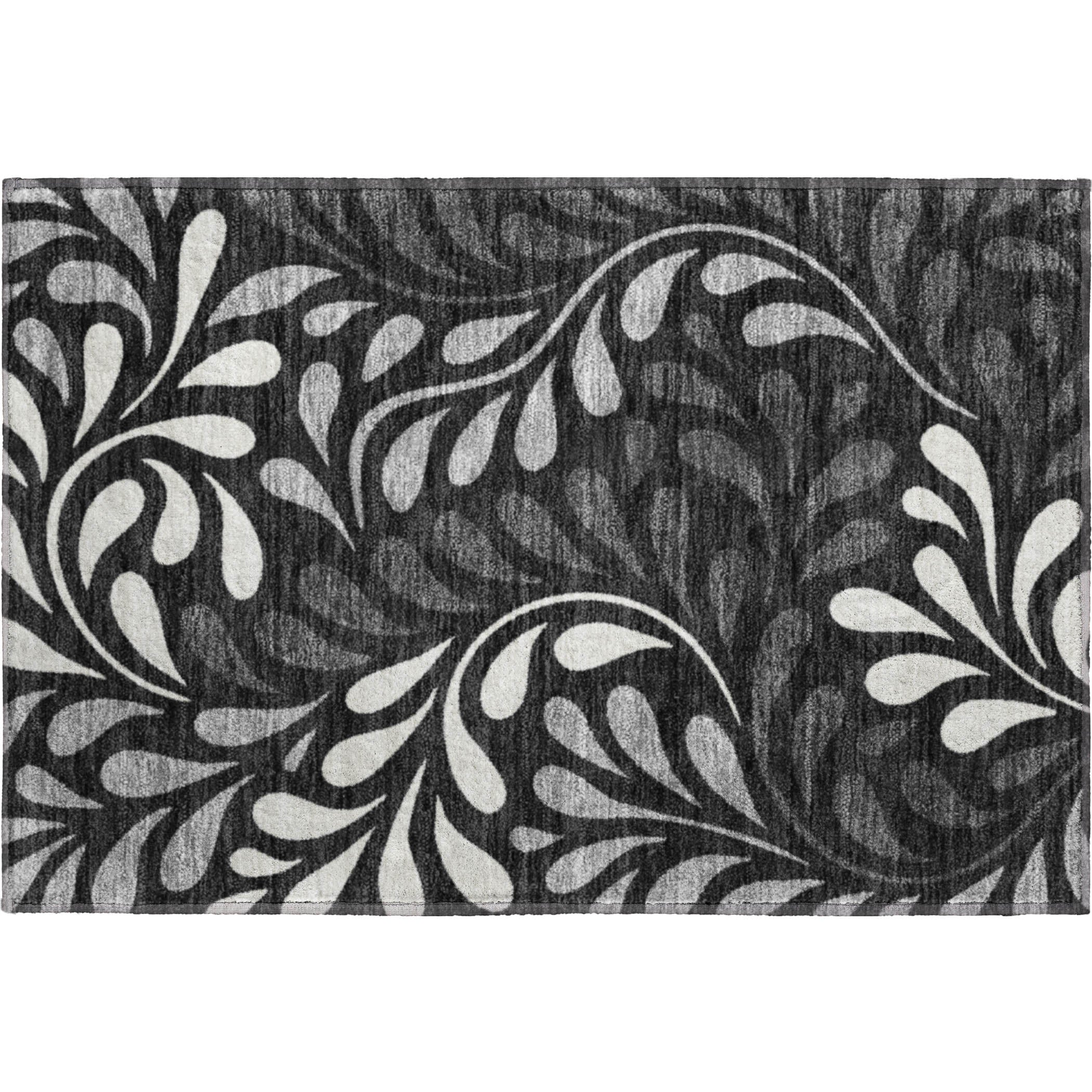 Split Machine Washable Contemporary Black Rug 1'8" x 2'6" #shape_Rectangle