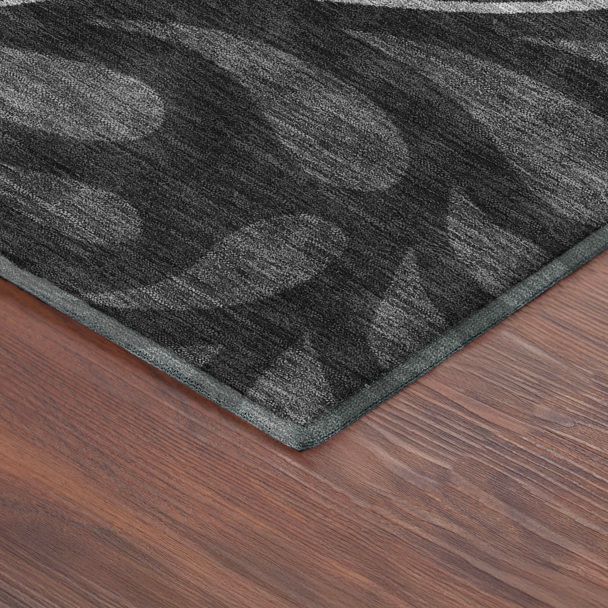 Split Machine Washable Contemporary Black Rug 1'8" x 2'6" #shape_Rectangle
