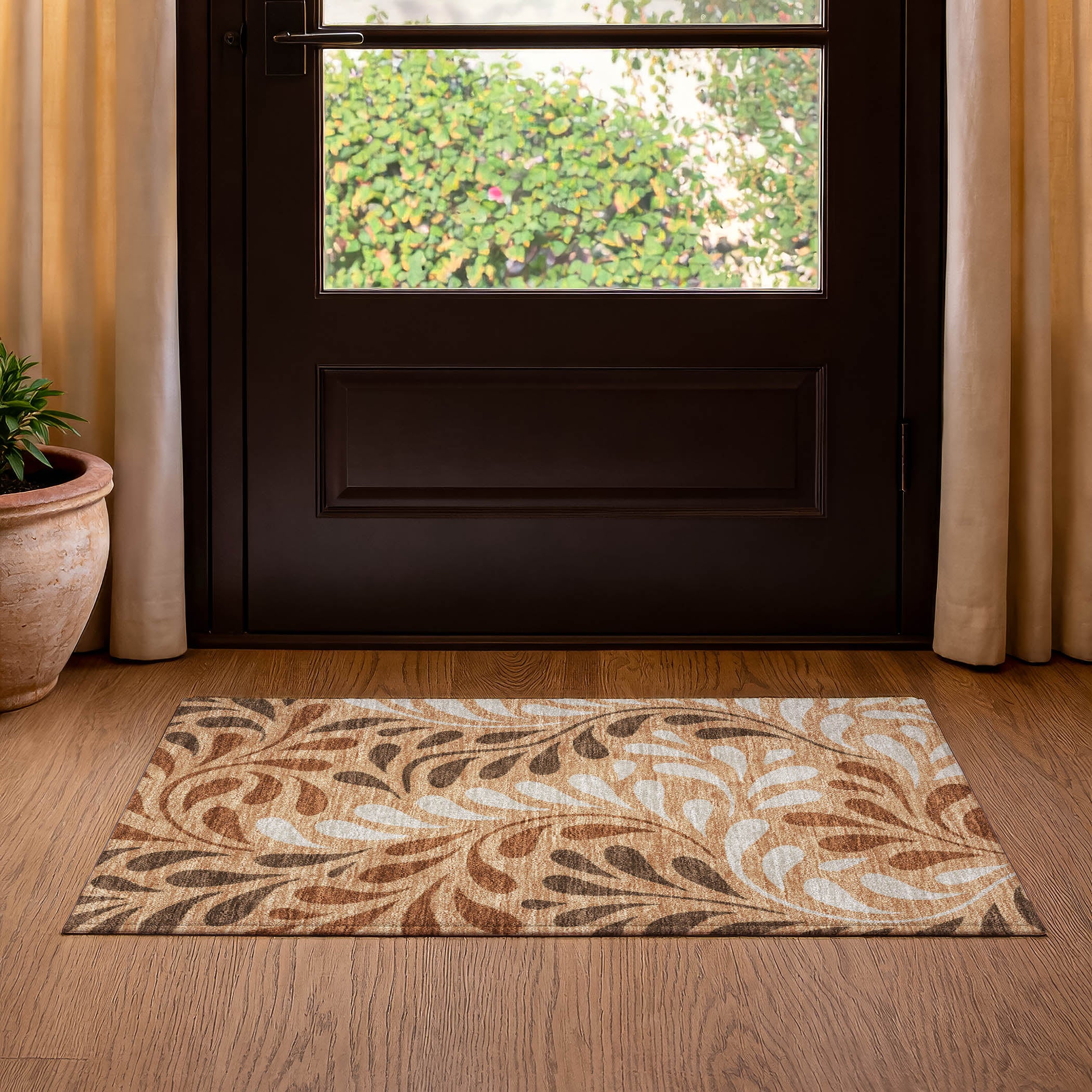 Split Machine Washable Contemporary Copper Orange Rug 1'8" x 2'6" #shape_Rectangle