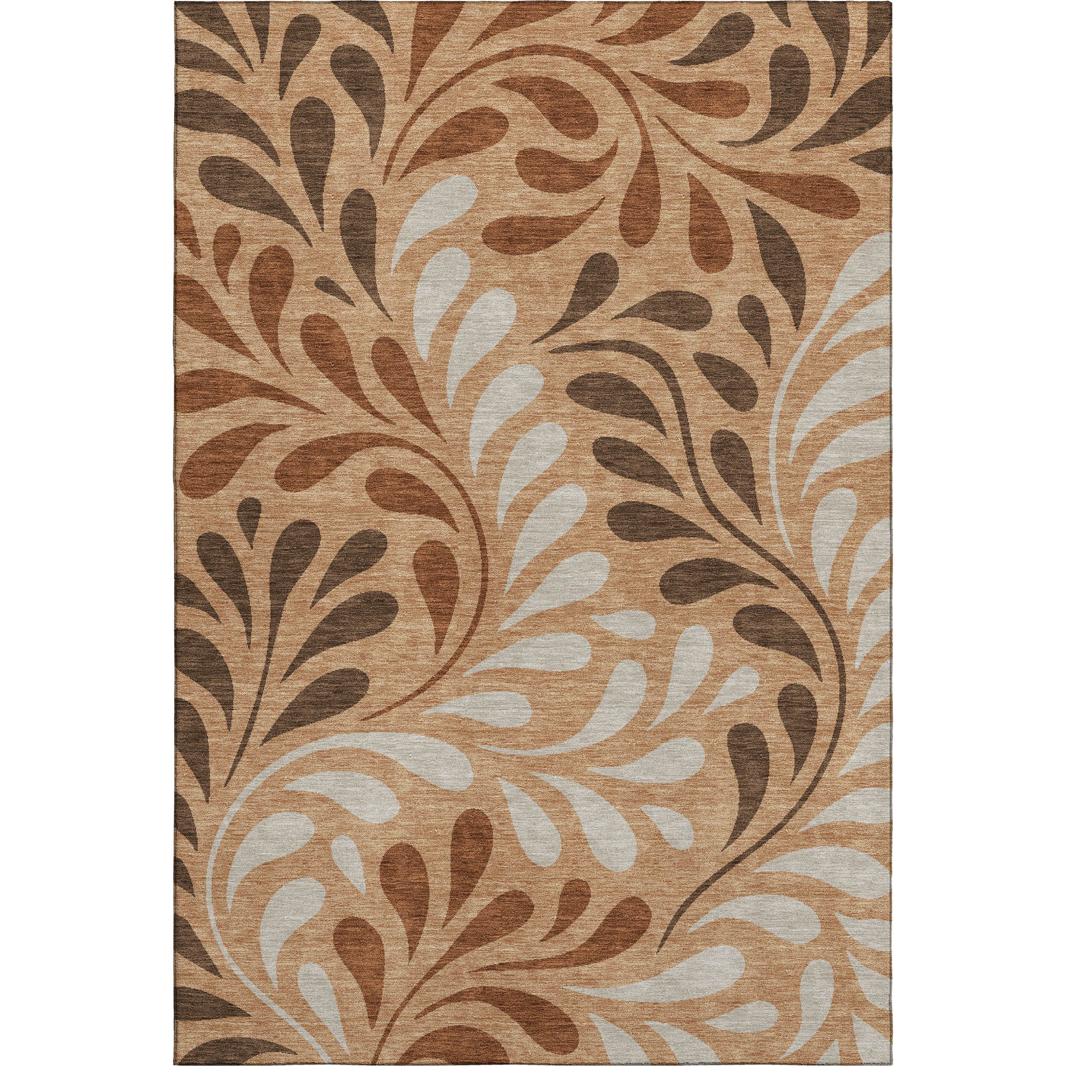 Split Machine Washable Contemporary Copper Orange Rug 3' x 5' #shape_Rectangle