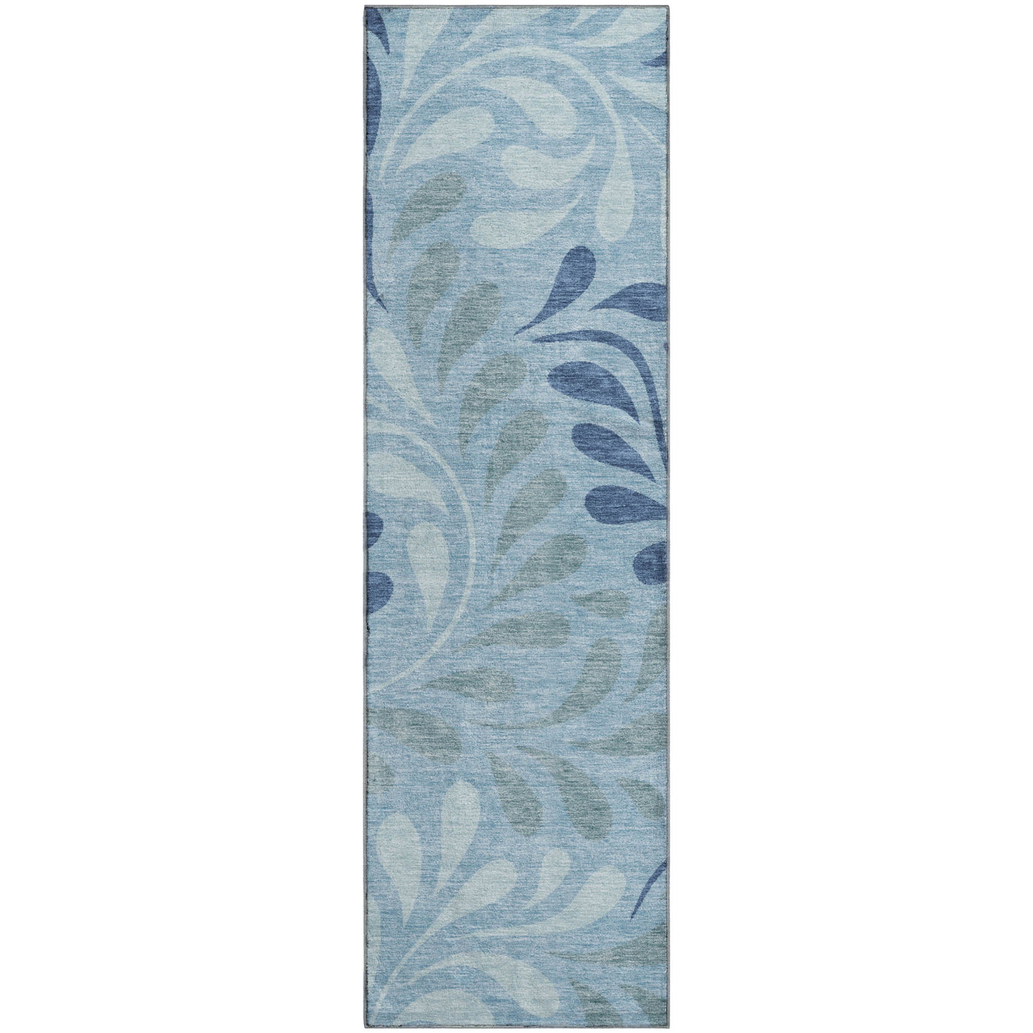Split Machine Washable Transitional Denim Blue Rug 2'3" x 7'6" #shape_Runner
